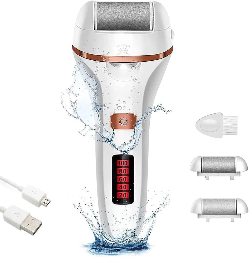 کیت سوهان برقی پا، ابزار سوهان پدیکور شارژی، مراقبت حرفه ای از پا، نمایشگر باتری برای از بین بردن پینه، پوست مرده، ترک خورده و خشک