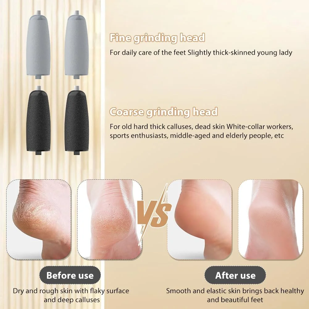 سوهان برقی پدیکور پا، ست پدیکور شارژی، 4 غلتک قابل تعویض، 3 سرعت، دستگاه مراقبت از پا موثر برای از بین بردن پینه، میخچه و پوست خشک