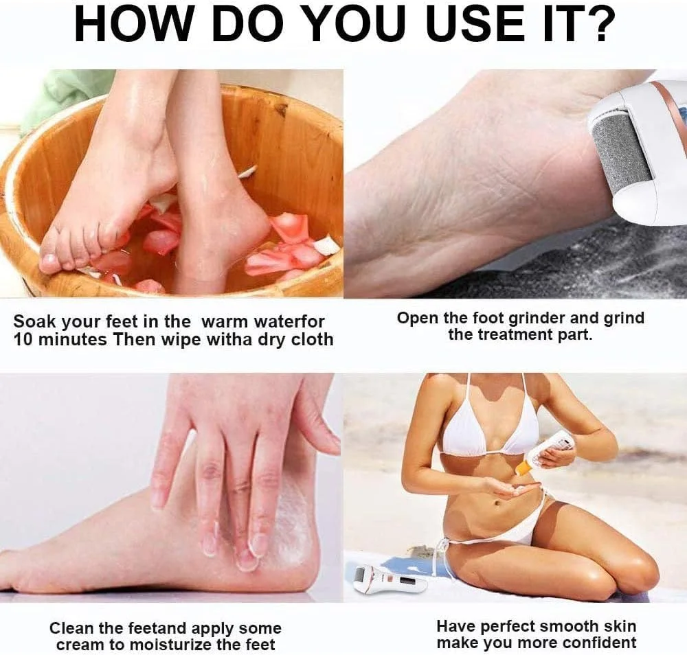 کیت سوهان برقی پا، ابزار سوهان پدیکور شارژی، مراقبت حرفه ای از پا، نمایشگر باتری برای از بین بردن پینه، پوست مرده، ترک خورده و خشک