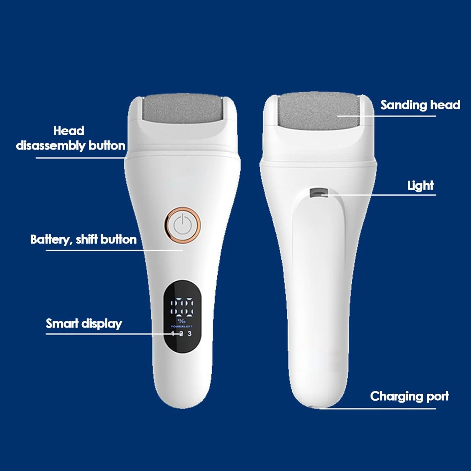 سوهان برقی پا | سوهان برقی پا، سنباده و آسیاب خراشنده قابل حمل بی سیم و قابل شارژ برای خانه، پدیکور، مانیکور، سالن، مسافرت