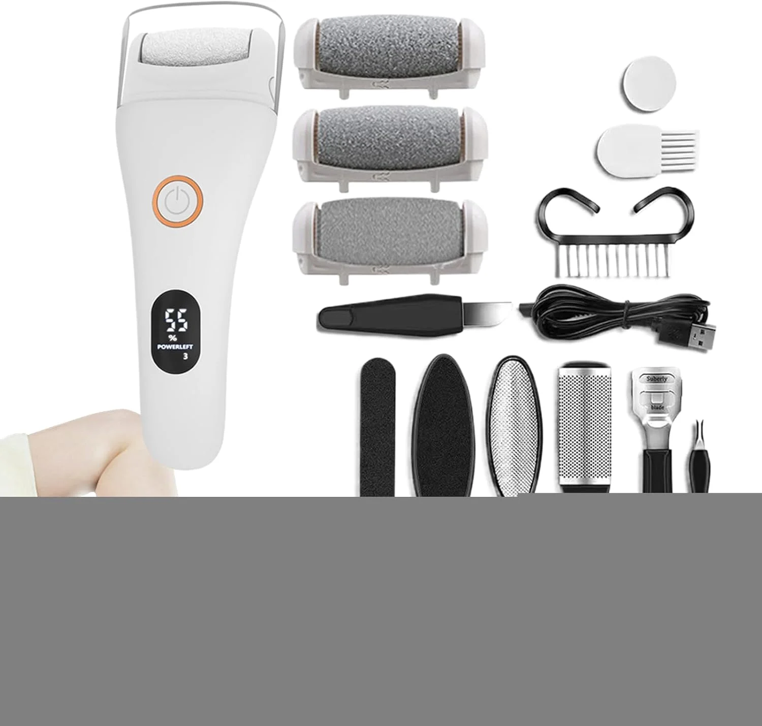 سوهان برقی پا | سوهان برقی پا، سنباده و آسیاب خراشنده قابل حمل بی سیم و قابل شارژ برای خانه، پدیکور، مانیکور، سالن، مسافرت