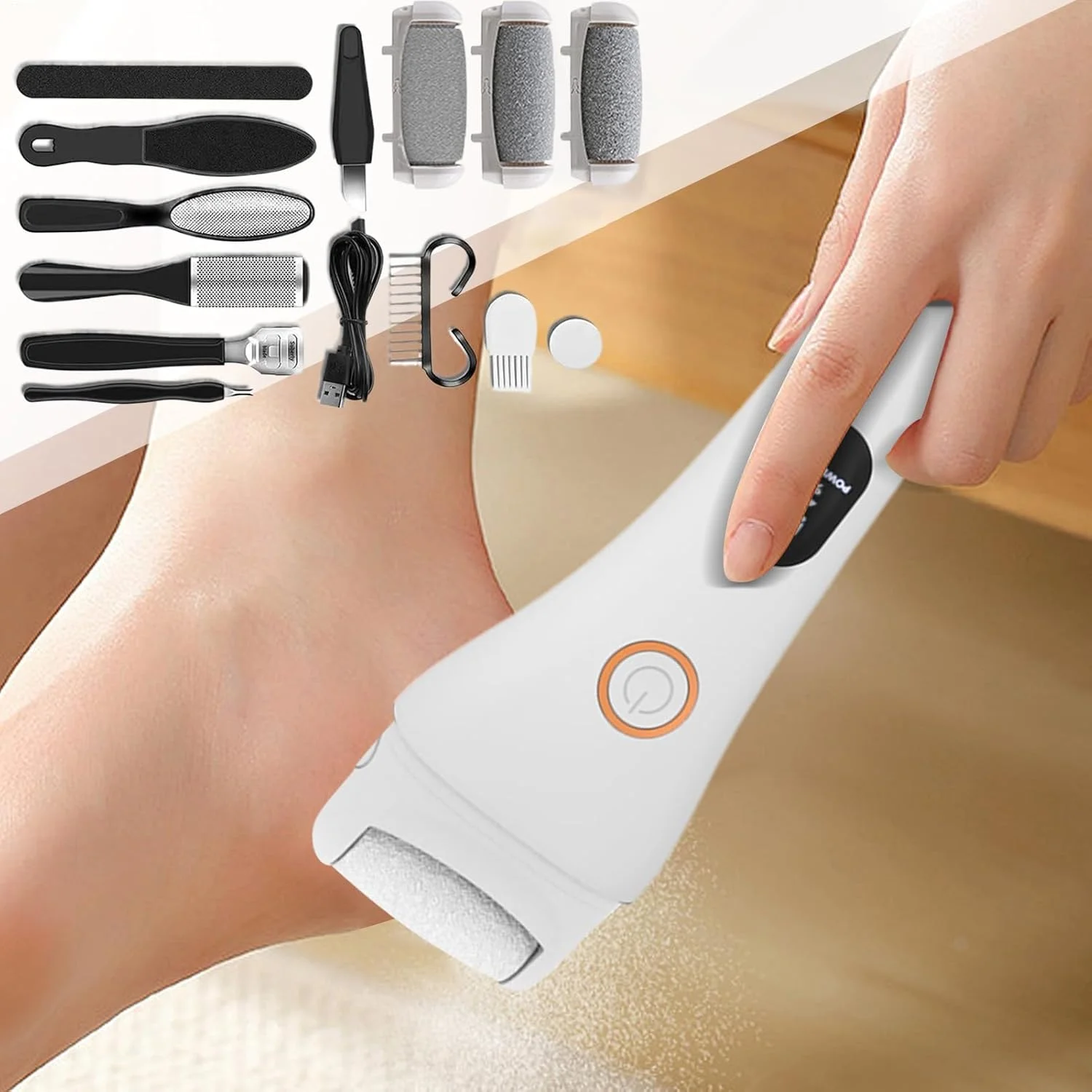 سوهان برقی پینه پا، سوهان برقی پینه | سنگ پا و اسکرابر قابل حمل و شارژی برای مانیکور، پدیکور، مسافرت، سالن، اسپا، حمام