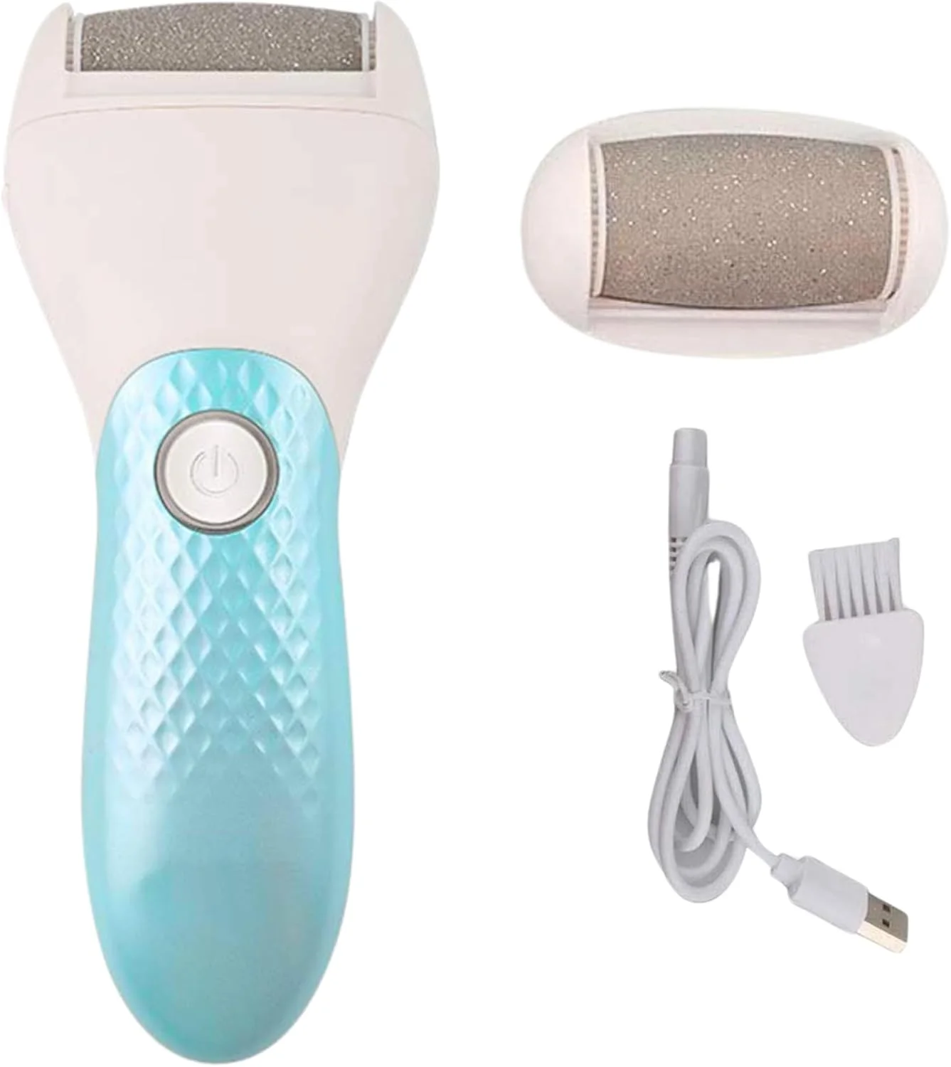 سوهان برقی پا از بین برنده پوست سفت و پینه پا، فایل برقی پا قابل شارژ، از بین برنده پوست مرده پا، کیت پدیکور برقی، مراقبت حرفه ای پا با 2 سری غلتکی، 1 برس تمیز کننده و کابل USB