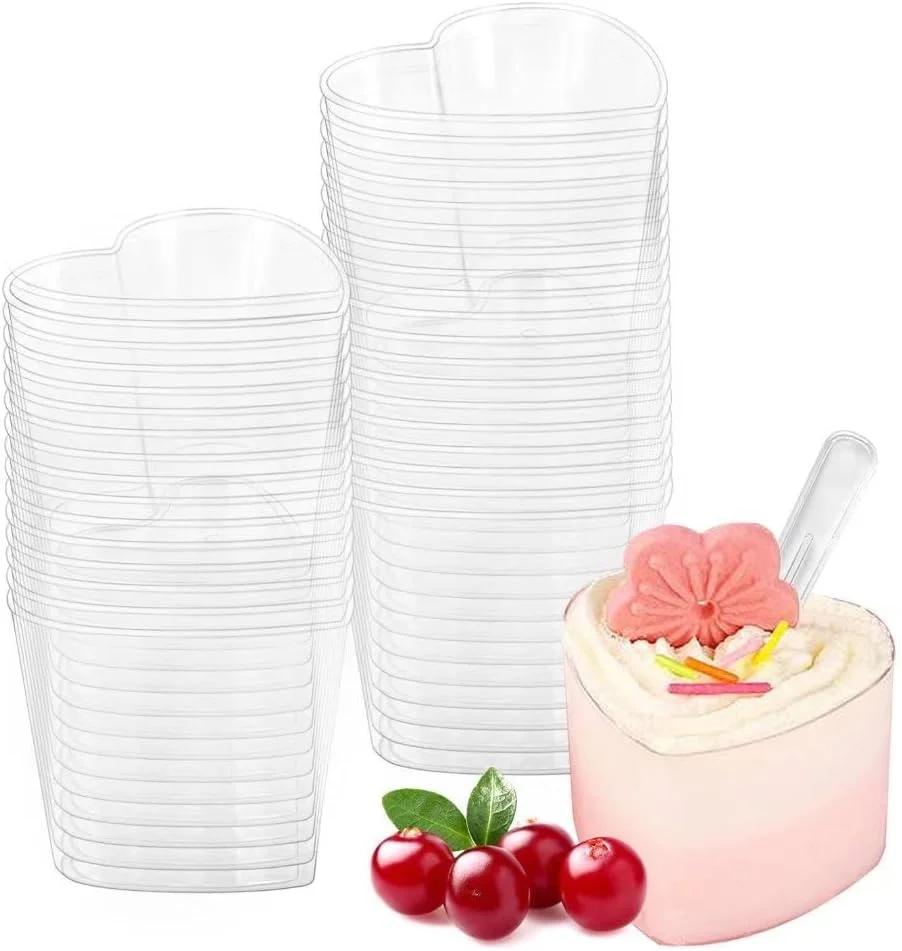 ظروف دسر 50 عددی KASTWAVE، ظرف دسر پلاستیکی 150 میلی لیتری، ظروف دسر پلاستیکی، ظروف موس، فنجان پیش غذای شفاف پارفه برای دسر پودینگ موس مهمانی