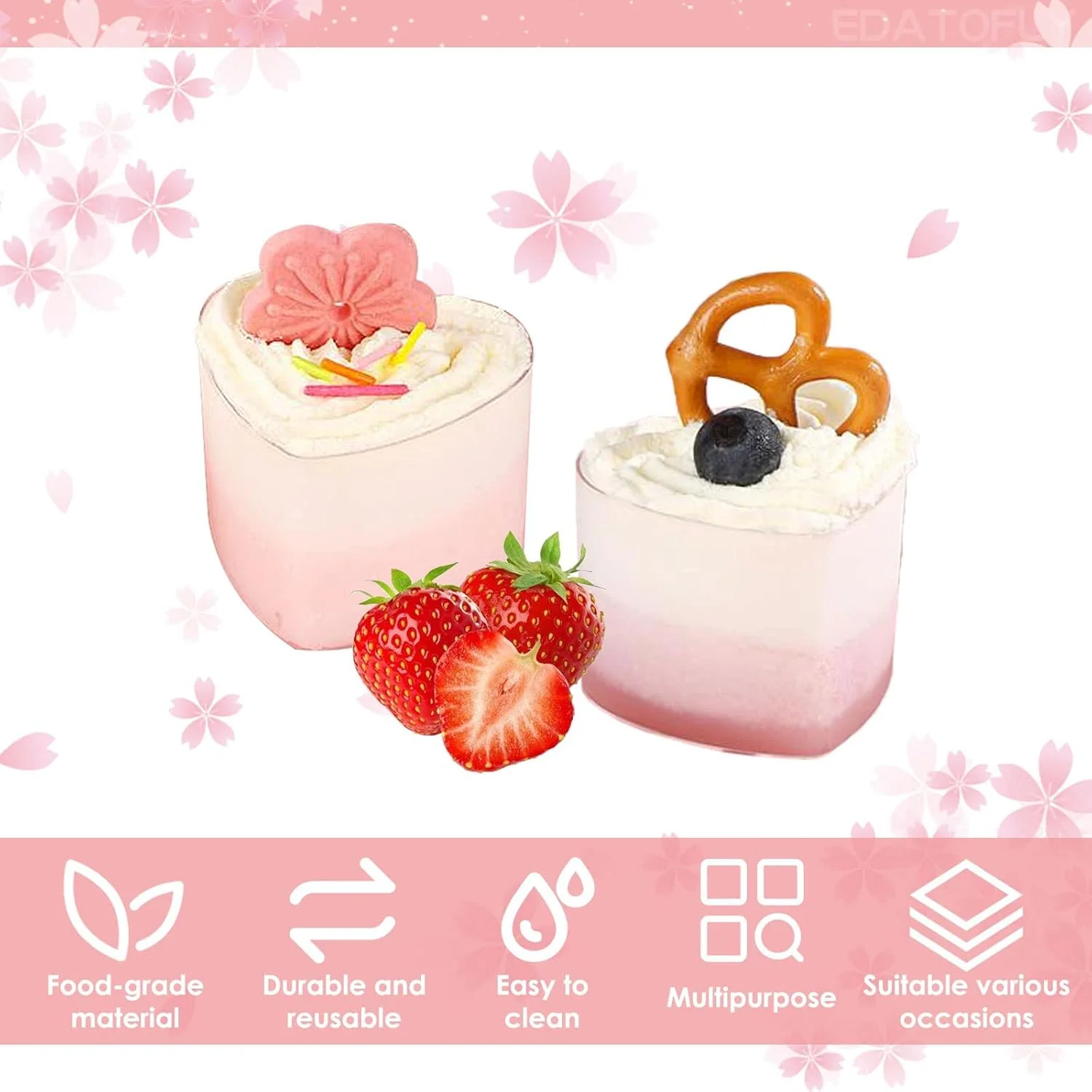 ظروف دسر 50 عددی KASTWAVE، ظرف دسر پلاستیکی 150 میلی لیتری، ظروف دسر پلاستیکی، ظروف موس، فنجان پیش غذای شفاف پارفه برای دسر پودینگ موس مهمانی ظروف دسر 50 عددی KASTWAVE، ظرف دسر پلاستیکی 150 میلی لیتری، ظروف دسر پلاستیکی، ظروف موس، فنجان پیش غذای شفاف پارفه برای دسر پودینگ موس مهمانی