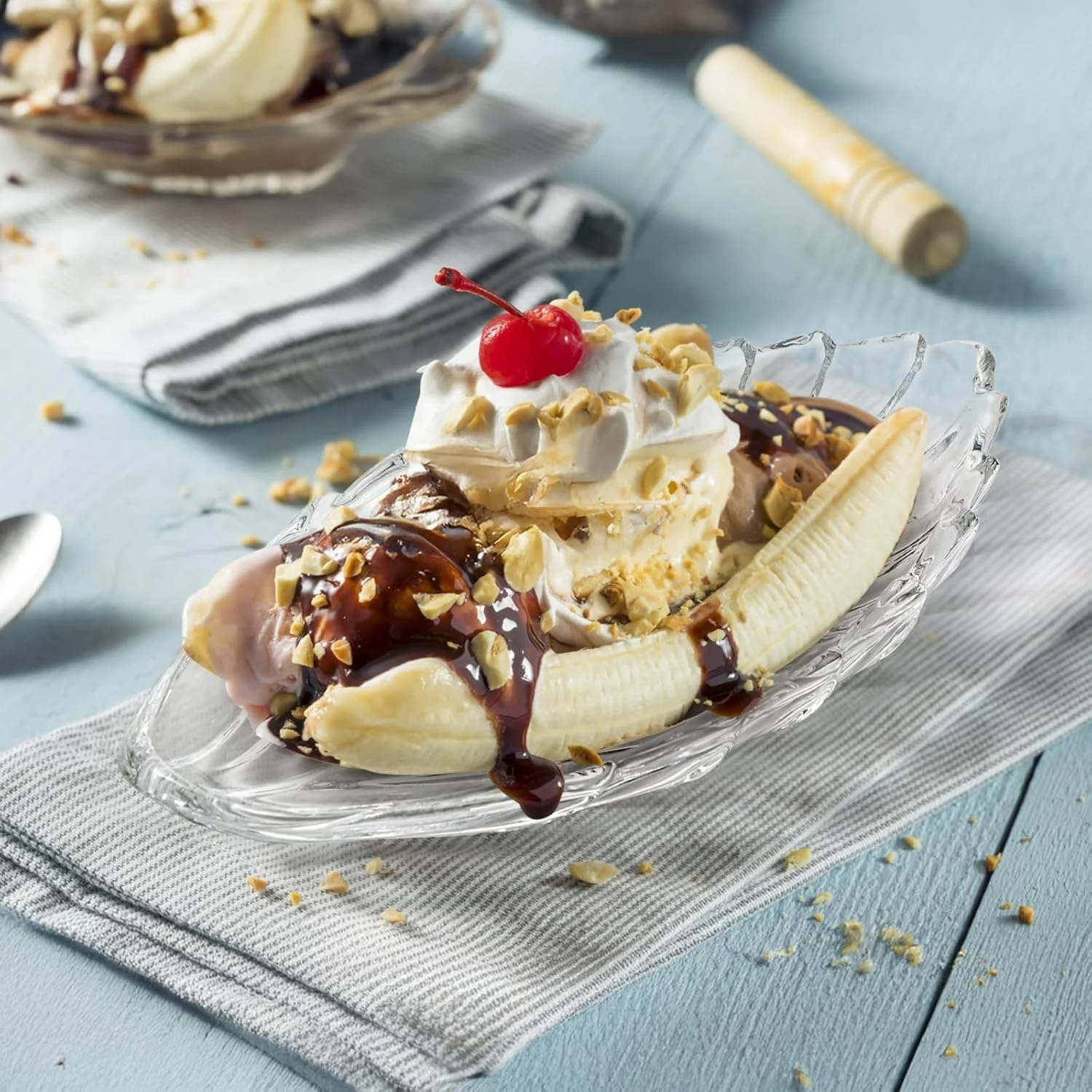 ست 10 عددی کاسه های بستنی خوری KASTWAVE، ظروف شیشه ای 170 گرمی برای سرو بستنی، بشقاب های دسر شفاف طرح برگ، ظروف شفاف برای میوه، ماست، براونی، تنقلات، قابل شستشو در ماشین ظرفشویی