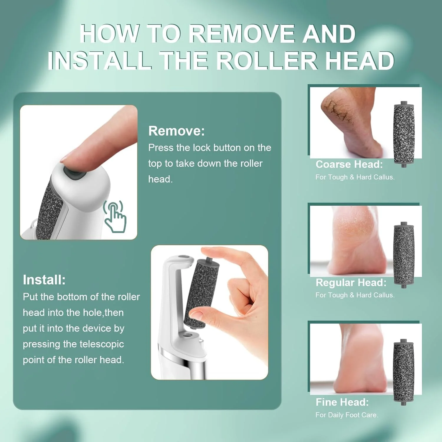 سوهان برقی پا، کیت پدیکور اسکرابر پا الکترونیکی قابل شارژ، ابزار پدیکور حرفه ای، چوب پدیکور صاف، مراقبت از پا برای پوست مرده، هدیه ایده آل، 3 غلتک، 3 سرعت