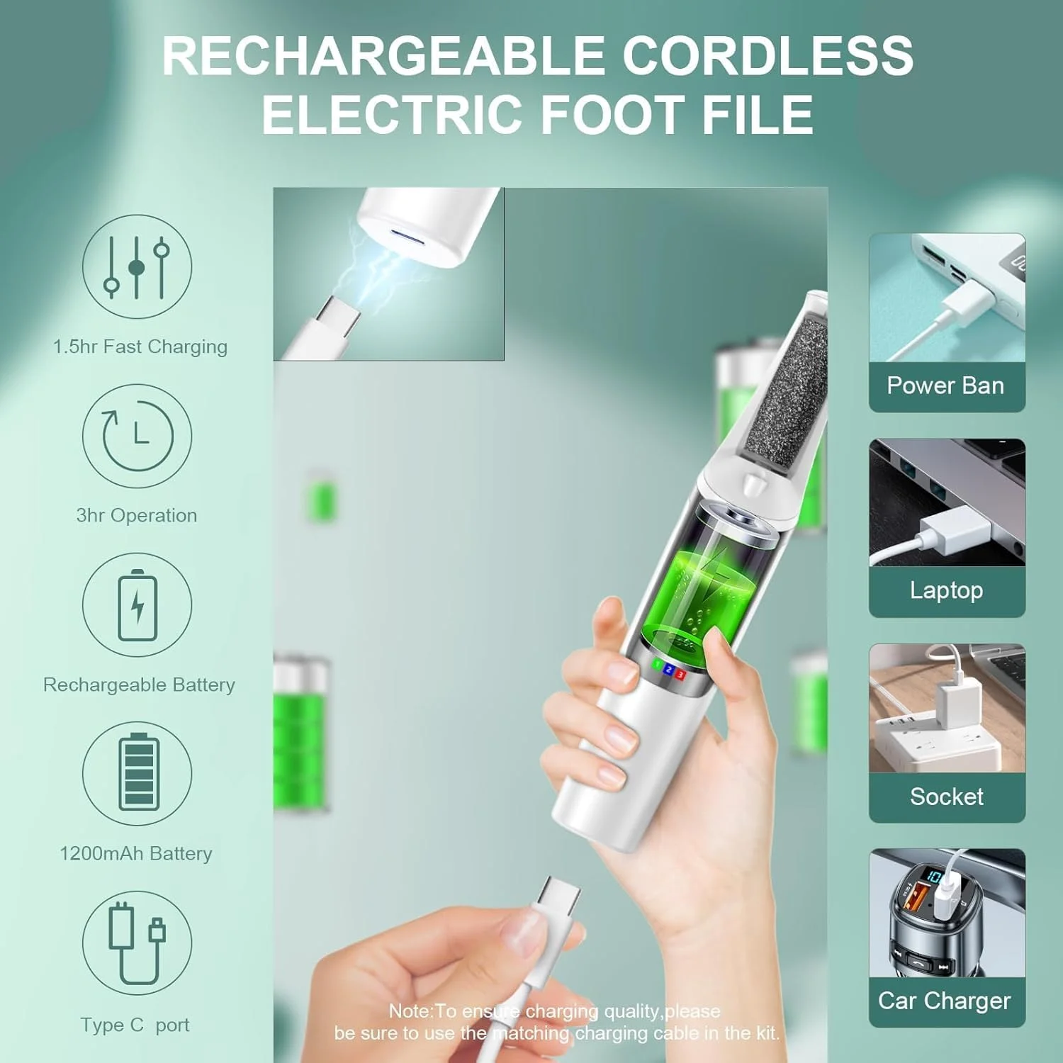 سوهان برقی پا، کیت پدیکور اسکرابر پا الکترونیکی قابل شارژ، ابزار پدیکور حرفه ای، چوب پدیکور صاف، مراقبت از پا برای پوست مرده، هدیه ایده آل، 3 غلتک، 3 سرعت