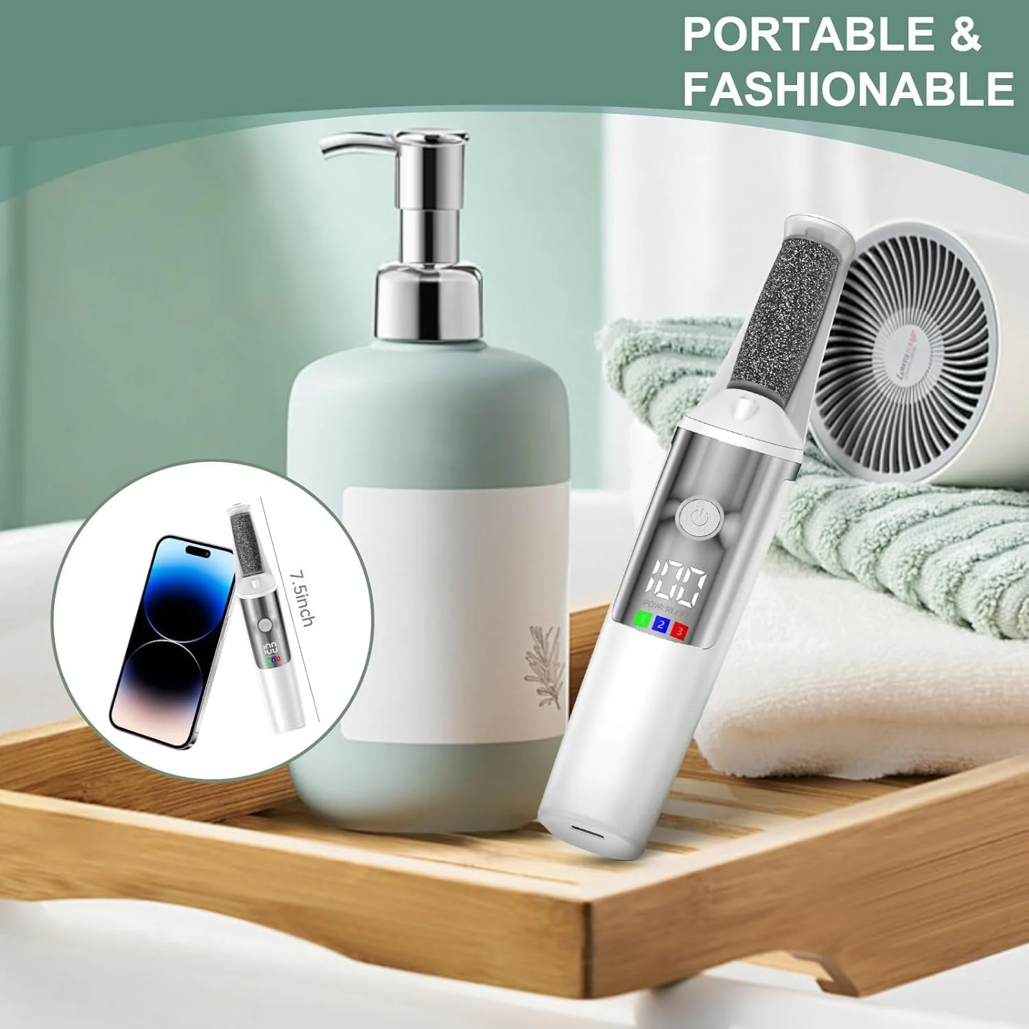 سوهان برقی پا، کیت پدیکور اسکرابر پا الکترونیکی قابل شارژ، ابزار پدیکور حرفه ای، چوب پدیکور صاف، مراقبت از پا برای پوست مرده، هدیه ایده آل، 3 غلتک، 3 سرعت