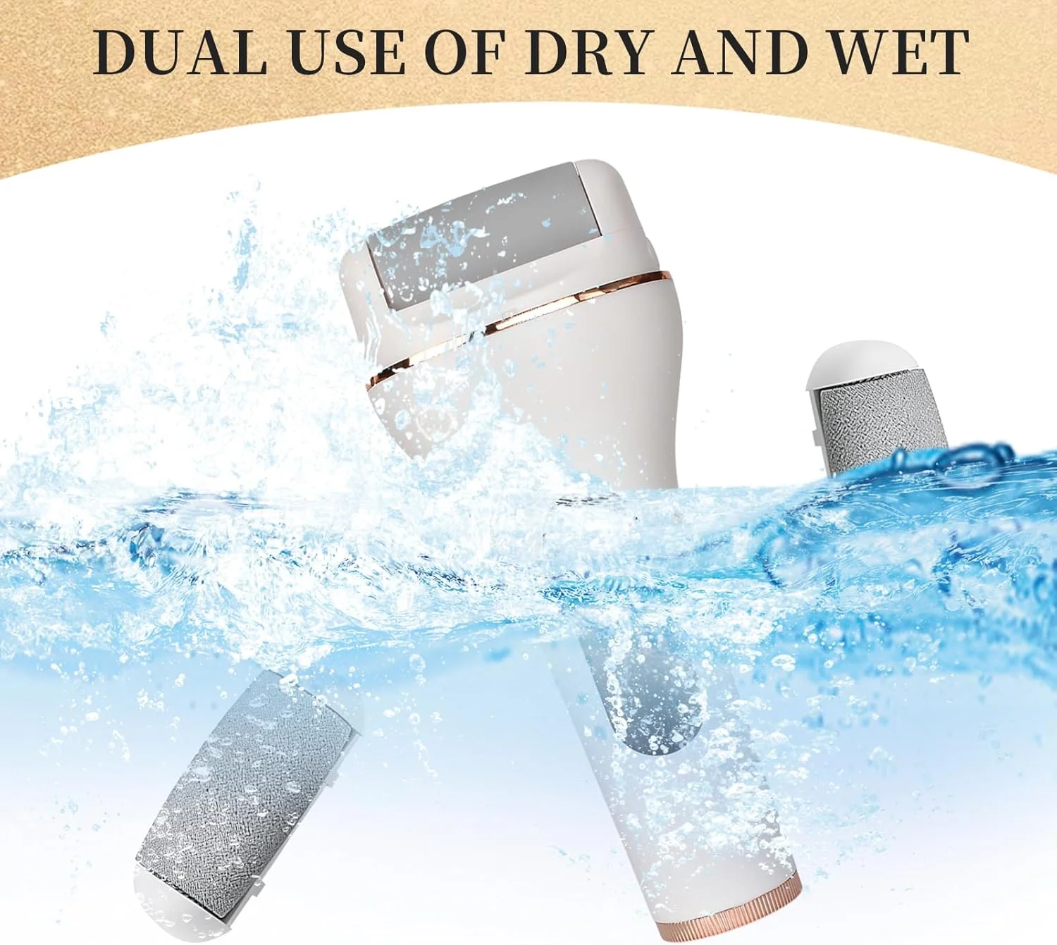 سوهان برقی حرفه ای پا - سوهان برقی پا، ضد آب IPX7، شارژ USB، 2 سرعت، نشانگر LED برای پاشنه های ترک خورده، پوست مرده و مراقبت از پا (سفید)