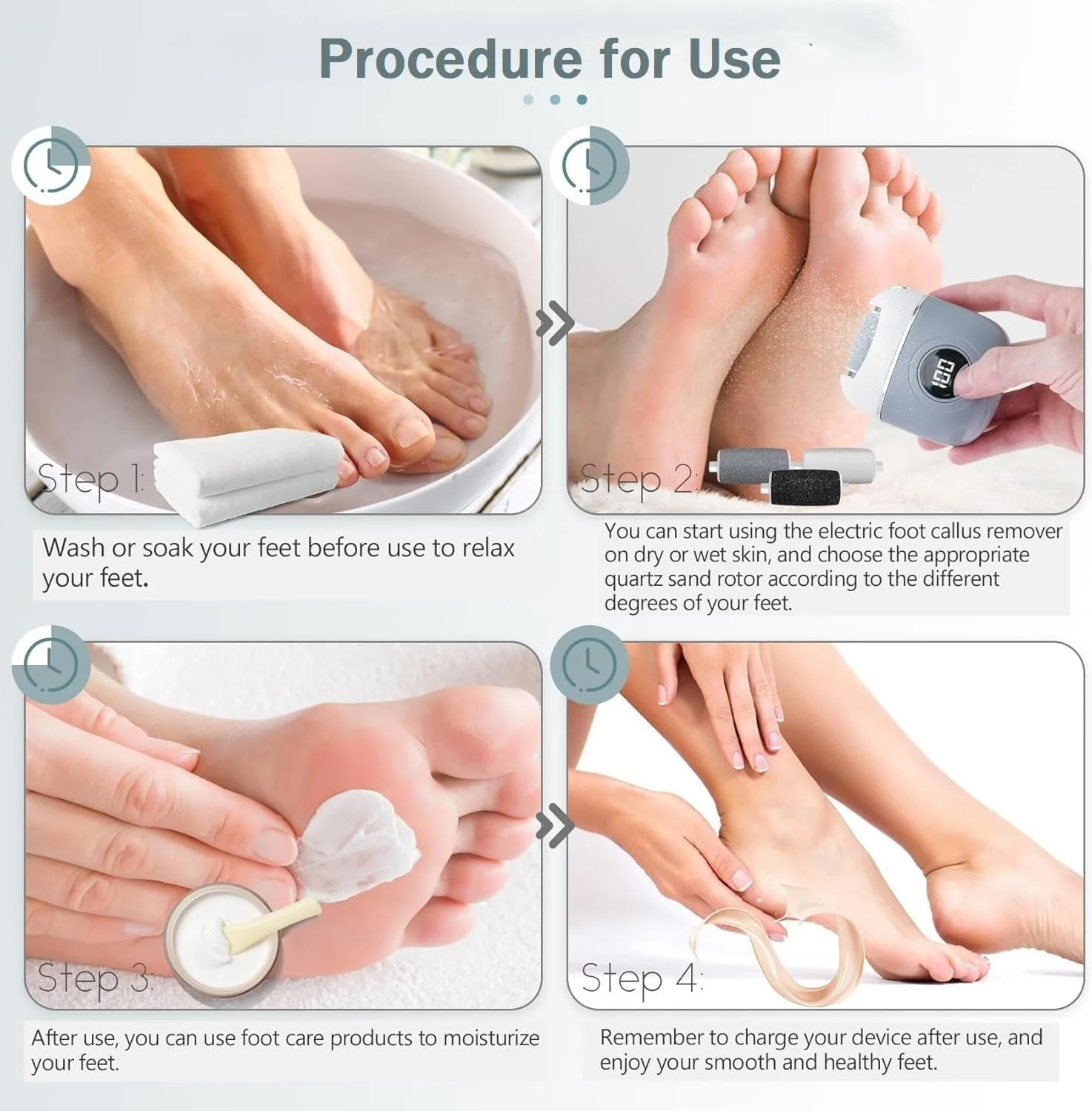 سوهان برقی پا، از بین برنده حرفه ای پینه پا، قابل شارژ USB، ضد آب، از بین برنده پوست سخت پا با 3 غلتک و 2 سرعت، ابزار پدیکور قابل حمل برای پاهای دارای پاشنه ترک خورده (خاکستری)