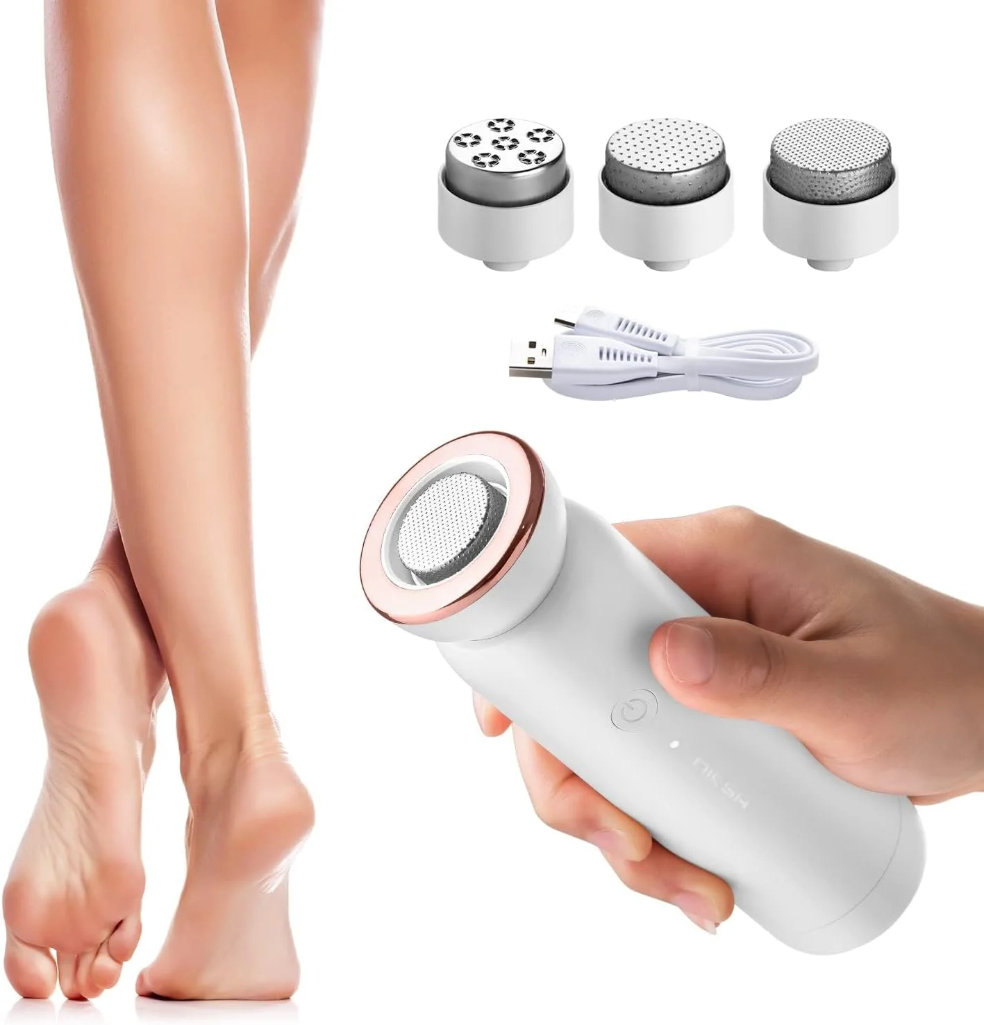 سوهان برقی پا، سوهان پدیکور قابل حمل و شارژی، کیت اسکرابر پا، ضد آب، مراقبت از پا برای پوست های خشک و ترک خورده، 5 سرعت و 3 سری سنگ زنی