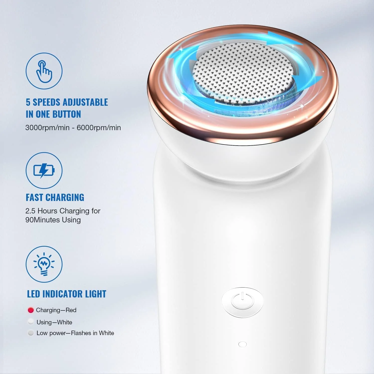 سوهان برقی پا، سوهان پدیکور قابل حمل و شارژی، کیت اسکرابر پا، ضد آب، مراقبت از پا برای پوست های خشک و ترک خورده، 5 سرعت و 3 سری سنگ زنی