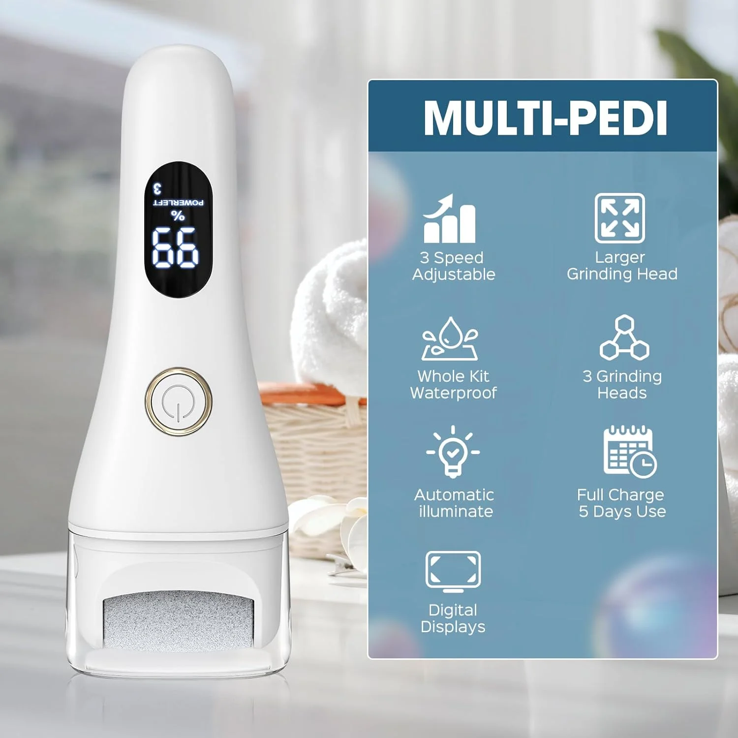 سوهان برقی پا، کیت پدیکور قابل حمل، سوهان پا برای از بین بردن پینه پا، ابزار پدیکور حرفه ای مراقبت از پا، اسکرابر پا برای مردان و زنان، پوست مرده، پوست خشک ترک خورده، پینه ها - 3 سرعت سوهان برقی پا، کیت پدیکور قابل حمل، سوهان پا برای از بین بردن پینه پا، ابزار پدیکور حرفه ای مراقبت از پا، اسکرابر پا برای مردان و زنان، پوست مرده، پوست خشک ترک خورده، پینه ها - 3 سرعت