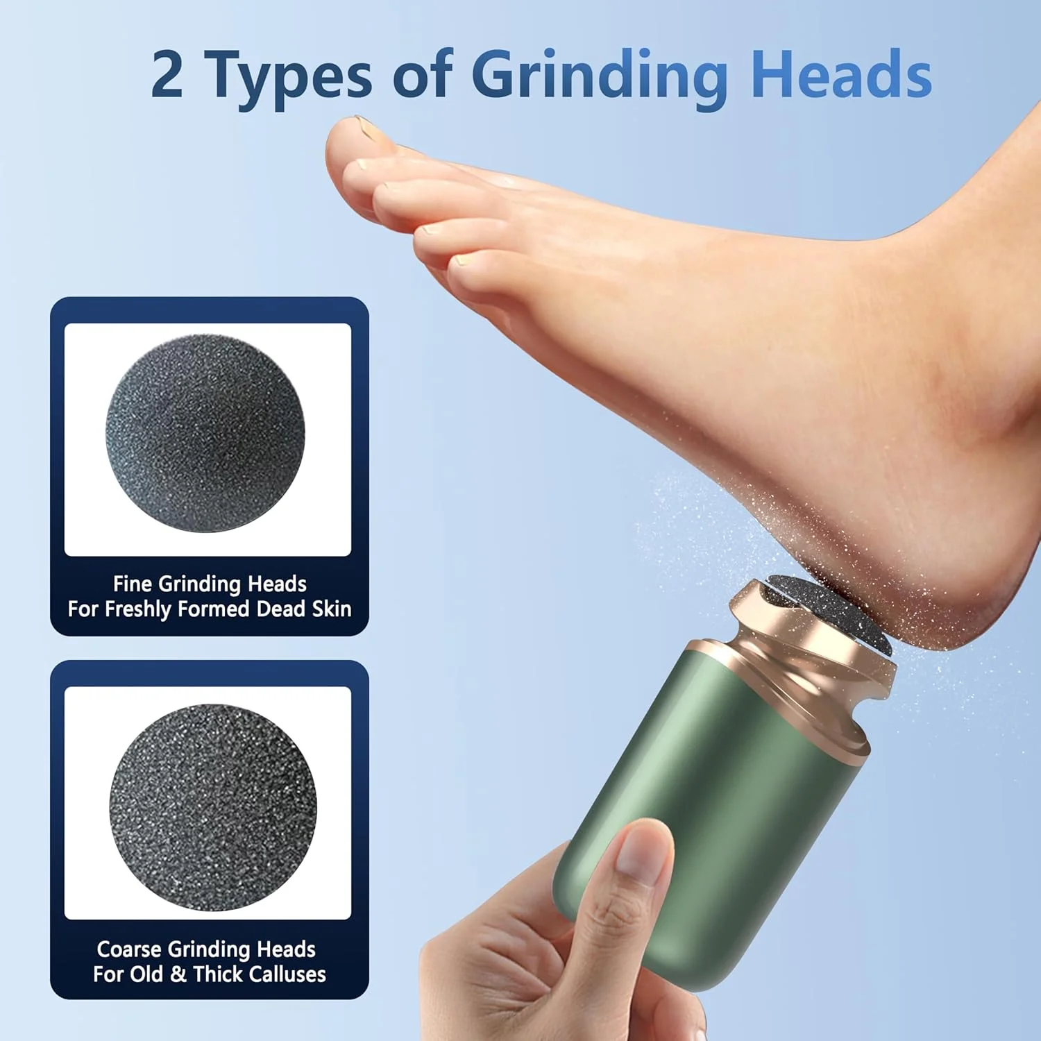 سوهان برقی پدیکور پا، سوهان قابل حمل پا، سنگ پا برقی شارژی، ست پدیکور حرفه ای 9 در 1، مراقبت از پا برای پوست های خشک و ترک خورده با 6 سری غلتکی و 2 سرعت