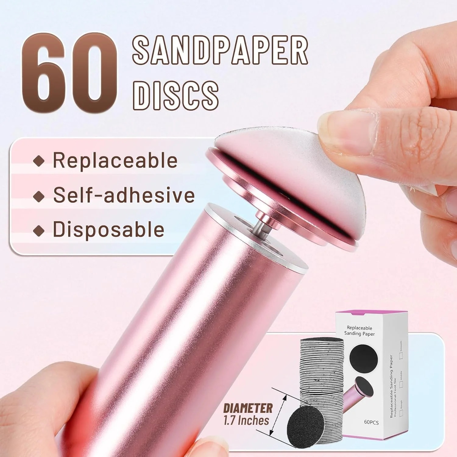 Electric Callus Remover for Feet, Powerful Pain-Free Electric Foot File Callus Remover for Feet Professional with 60pcs Sanding Discs, Foot File Electric with Speed Controller