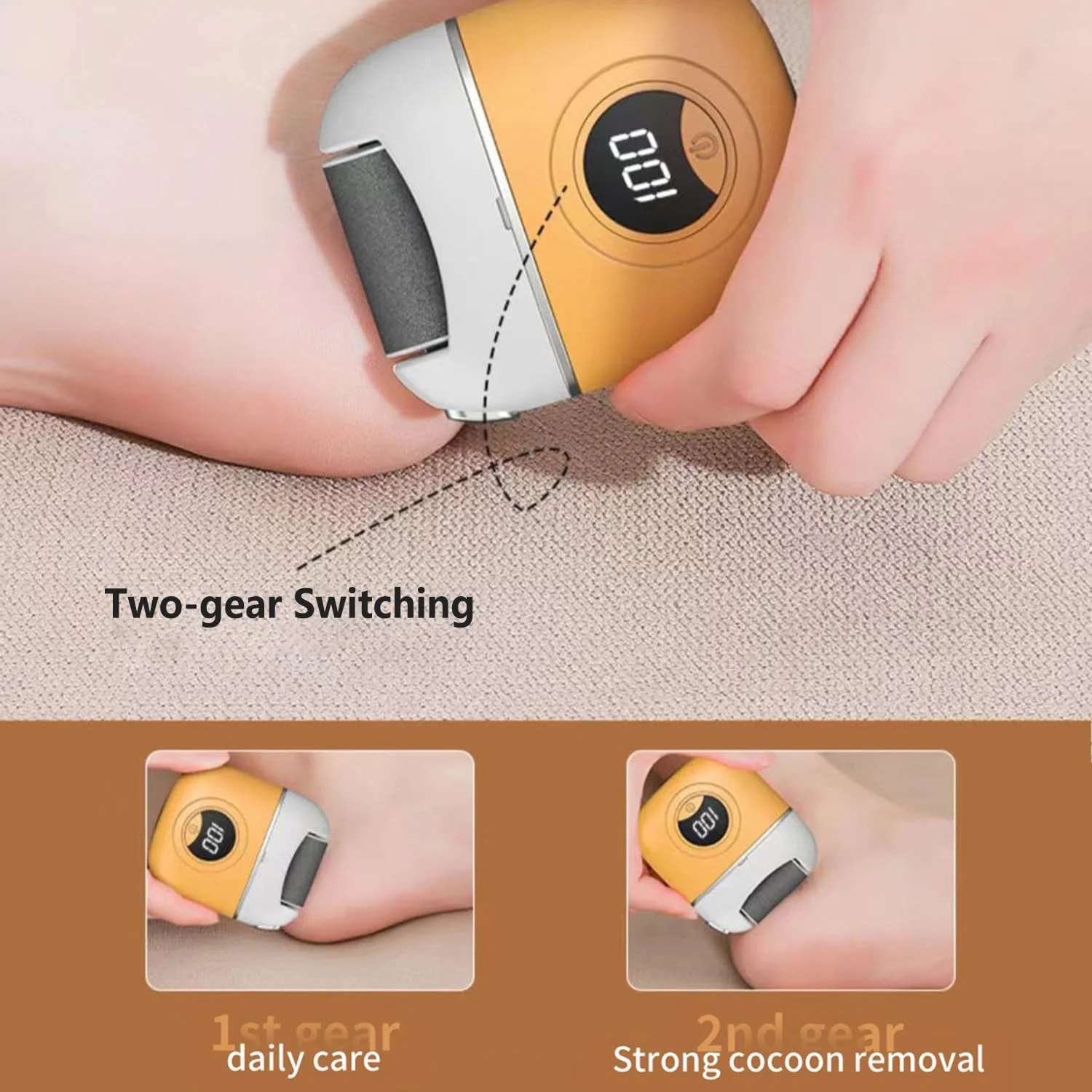 Electric Foot Callus Remover, Portable Electric Foot Files with 3 Heads & 2 Speeds, Rechargeable Foot Grinder, Waterproof Deadskin Remover, Pedicure Tools for Dead, Hard Cracked Dry Skin (Blue)