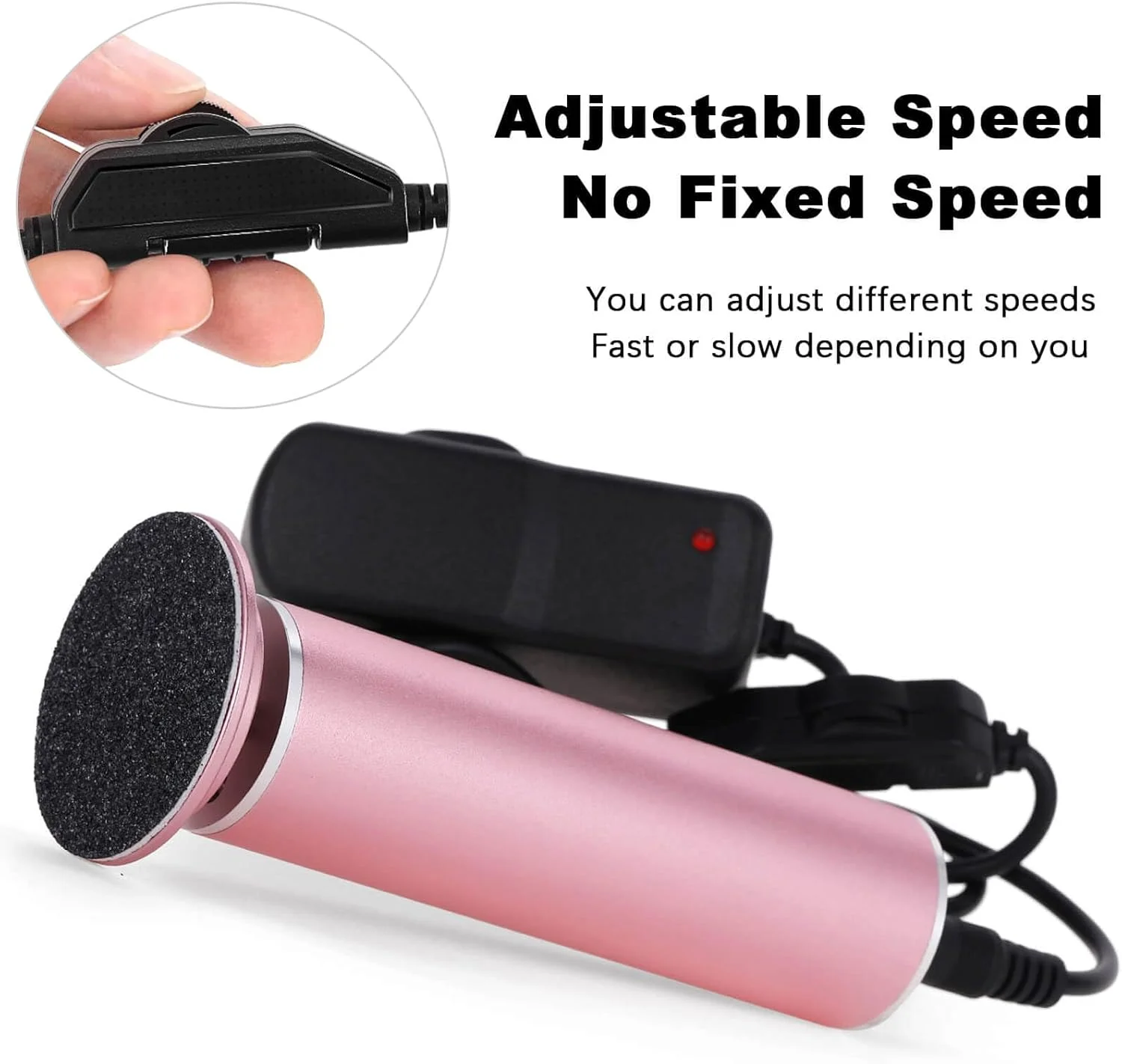 سوهان برقی پینه پا، سوهان برقی قدرتمند با سرعت قابل تنظیم به همراه 60 عدد دیسک سمباده، ابزار پدیکور، اسکرابر پا، سنگ پا برقی