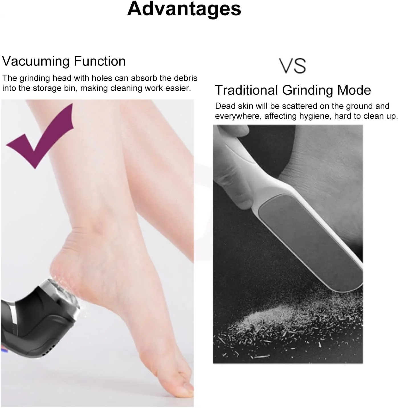 ست از بین برنده پینه برقی پا، سوهان پای قابل حمل، ابزار پدیکور، 3 سر سنگ زنی، 2 سرعته، ضد آب IPX7، صفحه نمایش LCD باتری برای از بین بردن پینه، پاشنه های ترک خورده، پوست سخت، خشک و مرده