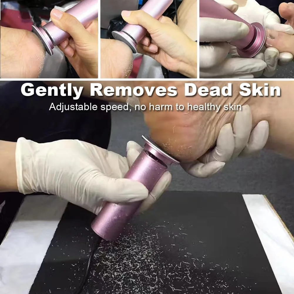 سوهان برقی پینه پا، سوهان برقی قدرتمند با سرعت قابل تنظیم به همراه 60 عدد دیسک سمباده، ابزار پدیکور، اسکرابر پا، سنگ پا برقی