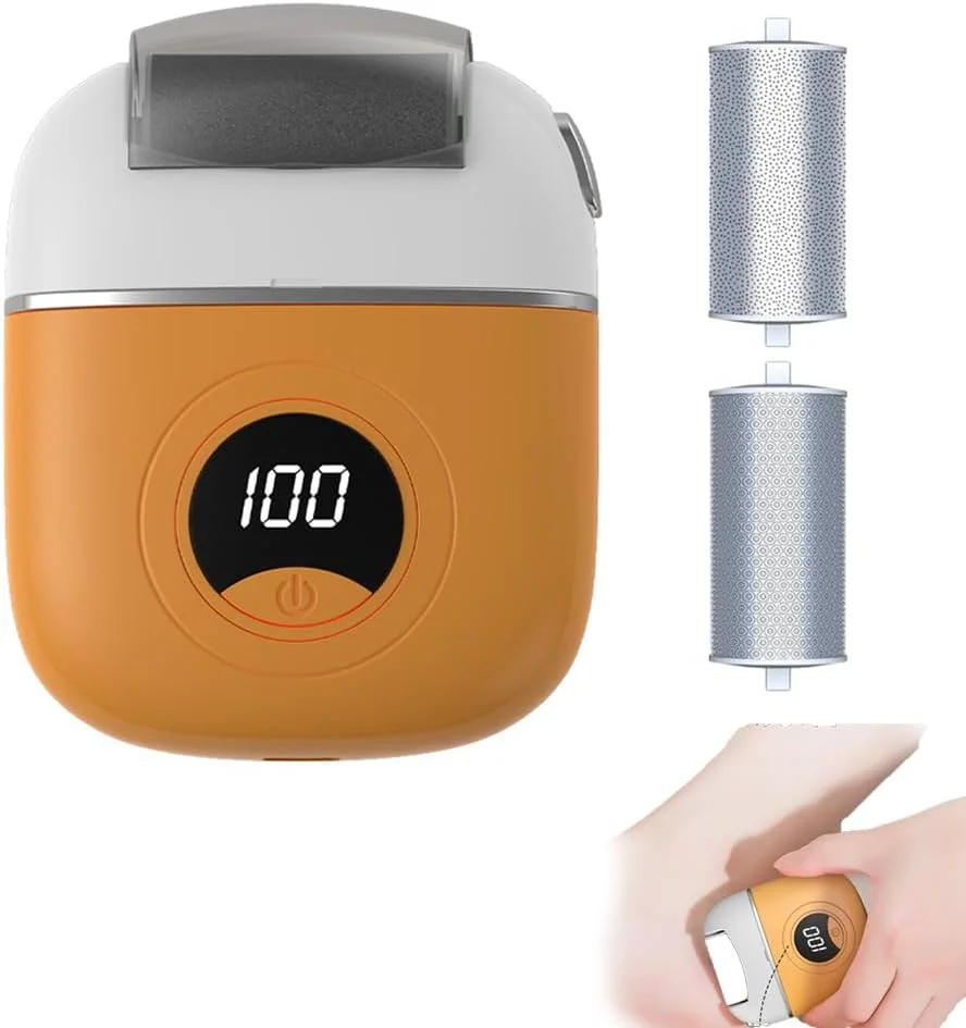 سوهان برقی دیجیتال جدید پا 2024، از بین برنده پوست مرده پا، لایه بردار و سنگ پا، ابزار مراقبت از پا، سنگ پای برقی اتوماتیک (زرد)