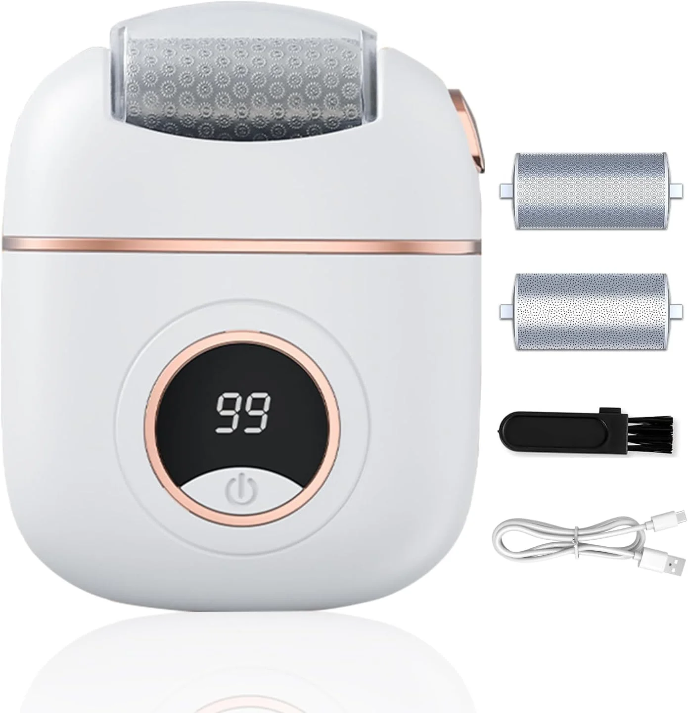 سوهان برقی پا، از بین برنده پینه پا، کیت پدیکور مراقبت از پا، اسکرابر پا، از بین برنده پوست مرده، قابل شارژ با 3 سری سنگ زنی 2 سرعته برای آقایان و بانوان - سفید