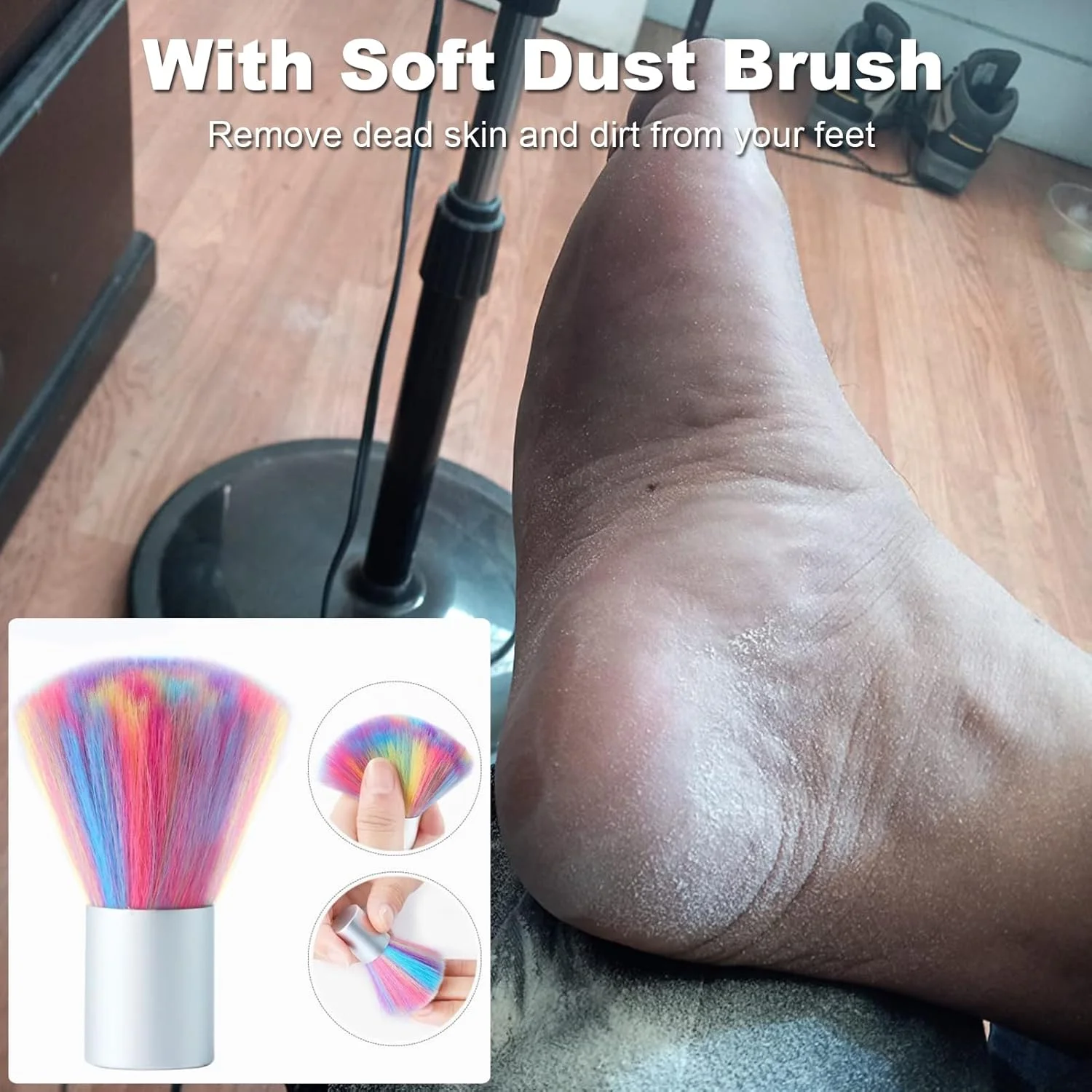 سوهان برقی پینه پا، سوهان برقی قدرتمند با سرعت قابل تنظیم به همراه 60 عدد دیسک سمباده، ابزار پدیکور، اسکرابر پا، سنگ پا برقی