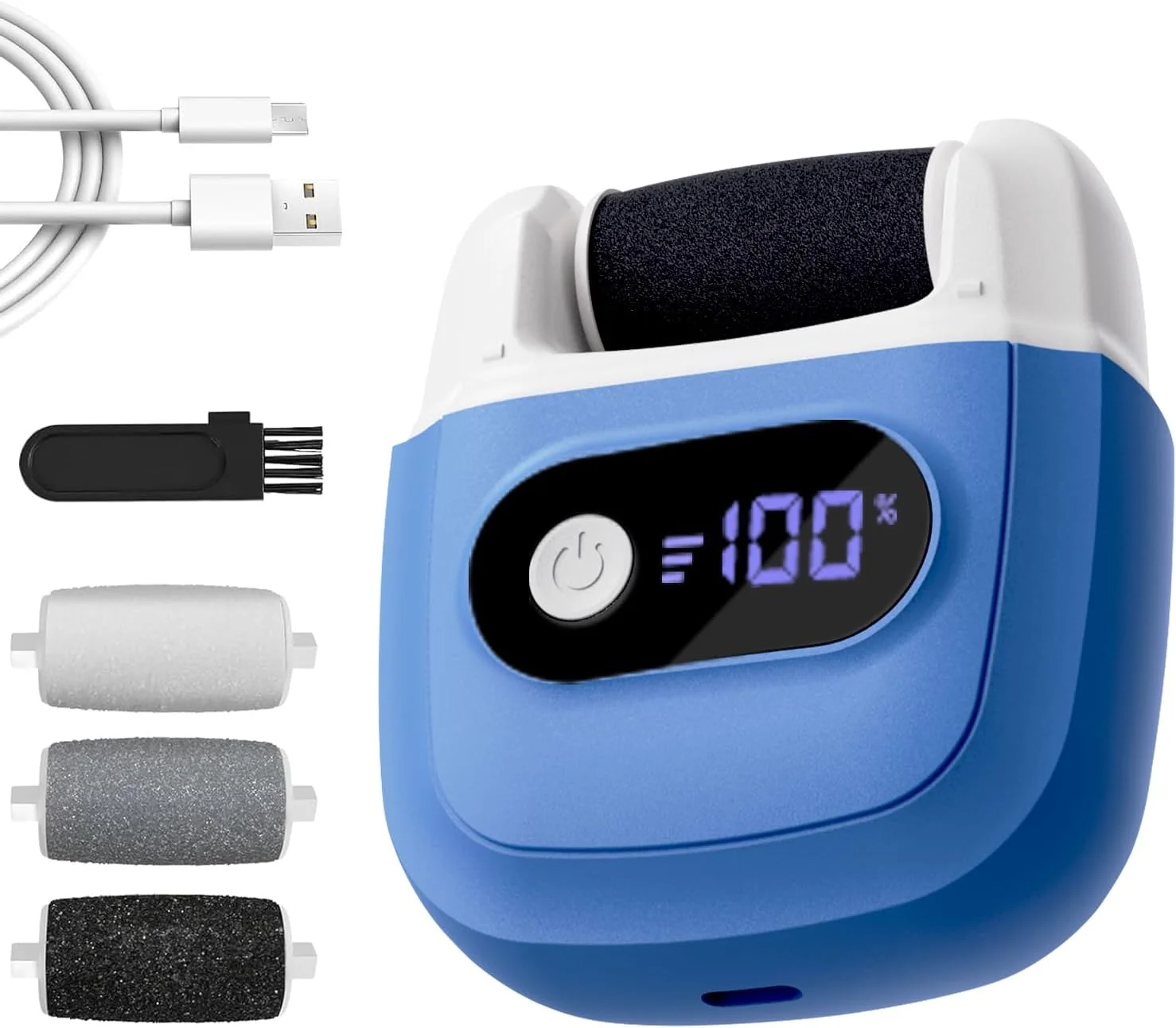 سوهان پا برای پوست سخت، دستگاه الکتریکی پدیکور از بین برنده پینه با نمایشگر LED، دستگاه از بین برنده پوست سخت پا با 3 غلتک تعویضی، اسکرابر و سوهان ضد آب قابل حمل برای پوست زبر و خشک