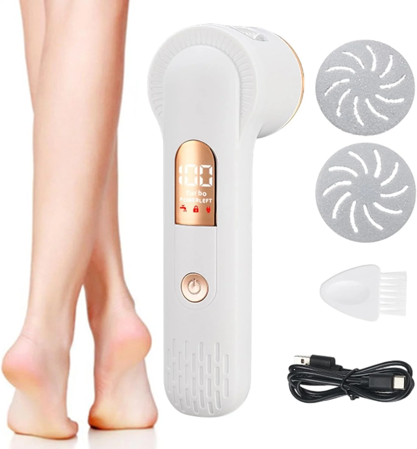 سوهان برقی پا، بافر برقی پا، ابزار پدیکور برقی، از بین برنده پینه پا، اسکرابر برقی قابل شارژ پا، ابزار حرفه ای مراقبت از پا برای مسافرت در خانه
