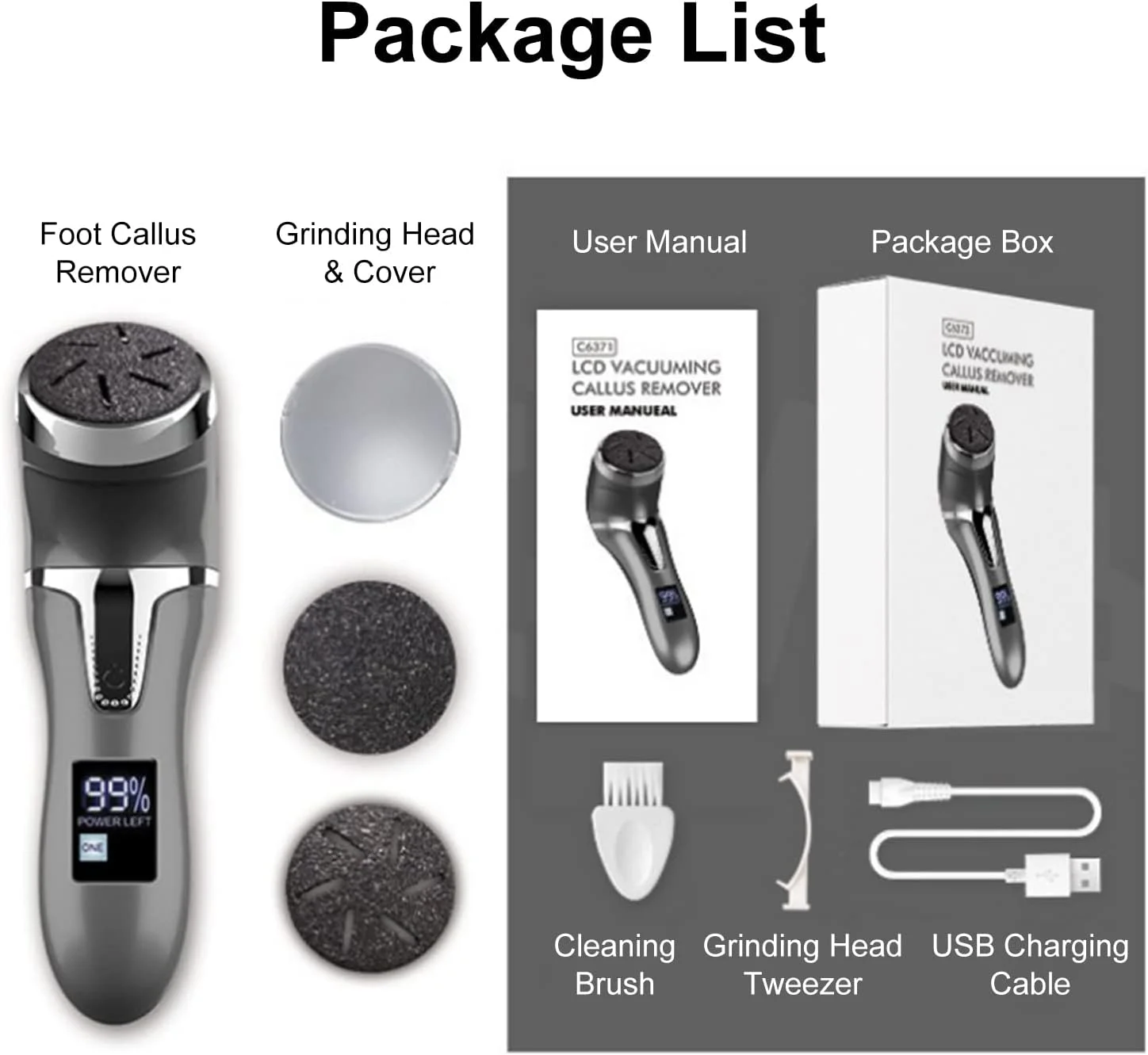 کیت از بین برنده پینه برقی پا، سوهان پای قابل حمل، ابزار پدیکور، 3 سری سنگ زنی، 2 سرعته، ضد آب IPX7، نمایشگر باتری LCD برای پاشنه های ترک خورده، پینه ها، پوست سخت خشک و مرده