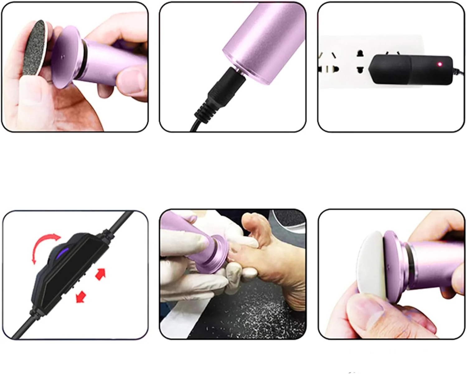 ابزار سمباده برقی پوست، از بین برنده پینه پا، سوهان پدیکور پا برای پوست خشک و مرده، ابزار مراقبت از پا با دیسک سنگ زنی، سرعت قابل تنظیم، 60 عدد دیسک سمباده ابزار سمباده برقی پوست، از بین برنده پینه پا، سوهان پدیکور پا برای پوست خشک و مرده، ابزار مراقبت از پا با دیسک سنگ زنی، سرعت قابل تنظیم، 60 عدد دیسک سمباده