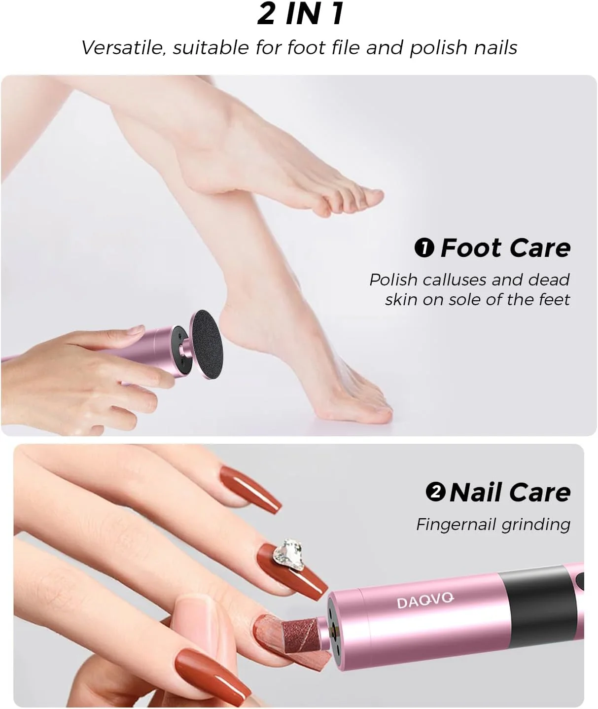 سوهان برقی پدیکور پا با سر نانو شیشه ای و 60 عدد دیسک سمباده (3 سایز)، سوهان برقی 2 در 1 آلومینیومی بدون سیم برای مراقبت از پا و ناخن، ابزار پدیکور با سرعت قابل تنظیم برای پوست های مرده - صورتی سوهان برقی پدیکور پا با سر نانو شیشه ای و 60 عدد دیسک سمباده (3 سایز)، سوهان برقی 2 در 1 آلومینیومی بدون سیم برای مراقبت از پا و ناخن، ابزار پدیکور با سرعت قابل تنظیم برای پوست های مرده - صورتی