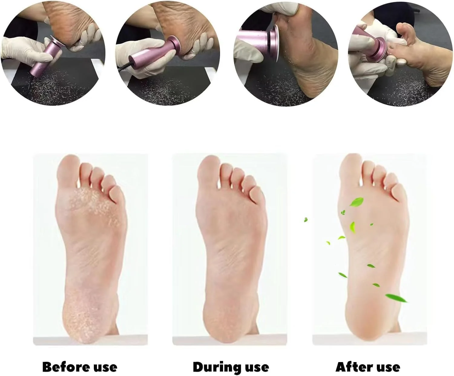 سوهان برقی پا، سوهان برقی بدون درد با 60 عدد دیسک سمباده، اسکرابر پای Dermawave، پدیکور حرفه ای با سرعت قابل تنظیم برای از بین بردن پوست مرده و ترک پا برای آقایان و بانوان