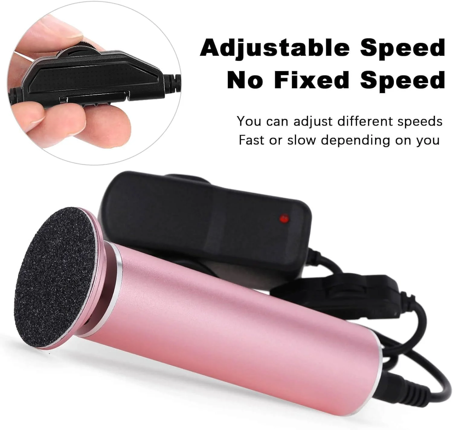 سوهان برقی پا، سوهان برقی بدون درد با 60 عدد دیسک سمباده، اسکرابر پای Dermawave، پدیکور حرفه ای با سرعت قابل تنظیم برای از بین بردن پوست مرده و ترک پا برای آقایان و بانوان