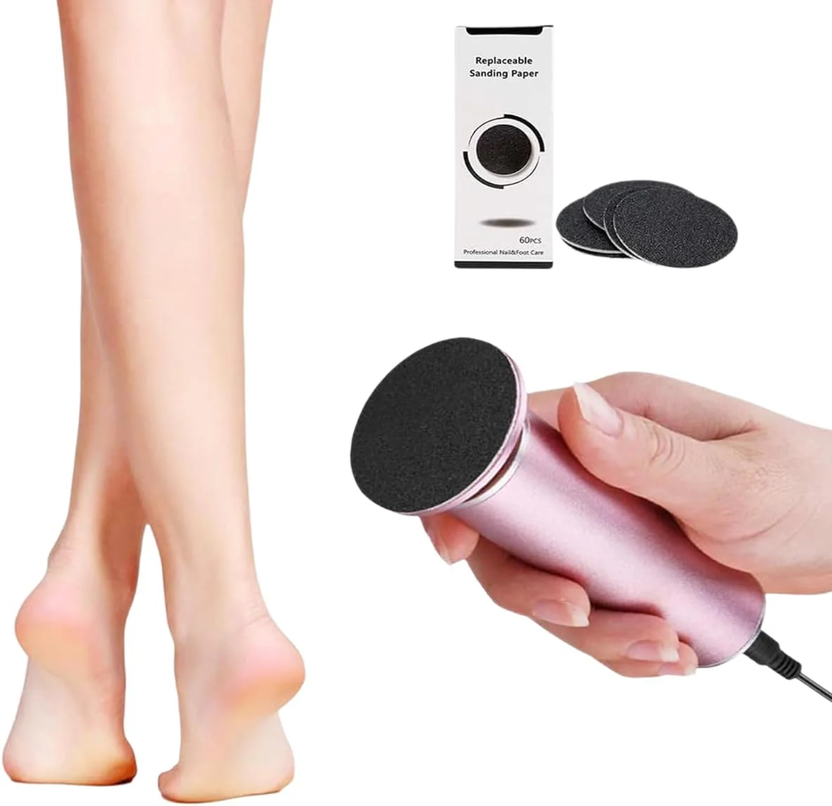سوهان برقی پدیکور پا، سوهان برقی بدون درد با 60 دیسک سمباده، ابزار حرفه ای پدیکور برقی قابل تنظیم برای از بین بردن پینه، پوست خشک و ترک خورده سوهان برقی پدیکور پا، سوهان برقی بدون درد با 60 دیسک سمباده، ابزار حرفه ای پدیکور برقی قابل تنظیم برای از بین بردن پینه، پوست خشک و ترک خورده