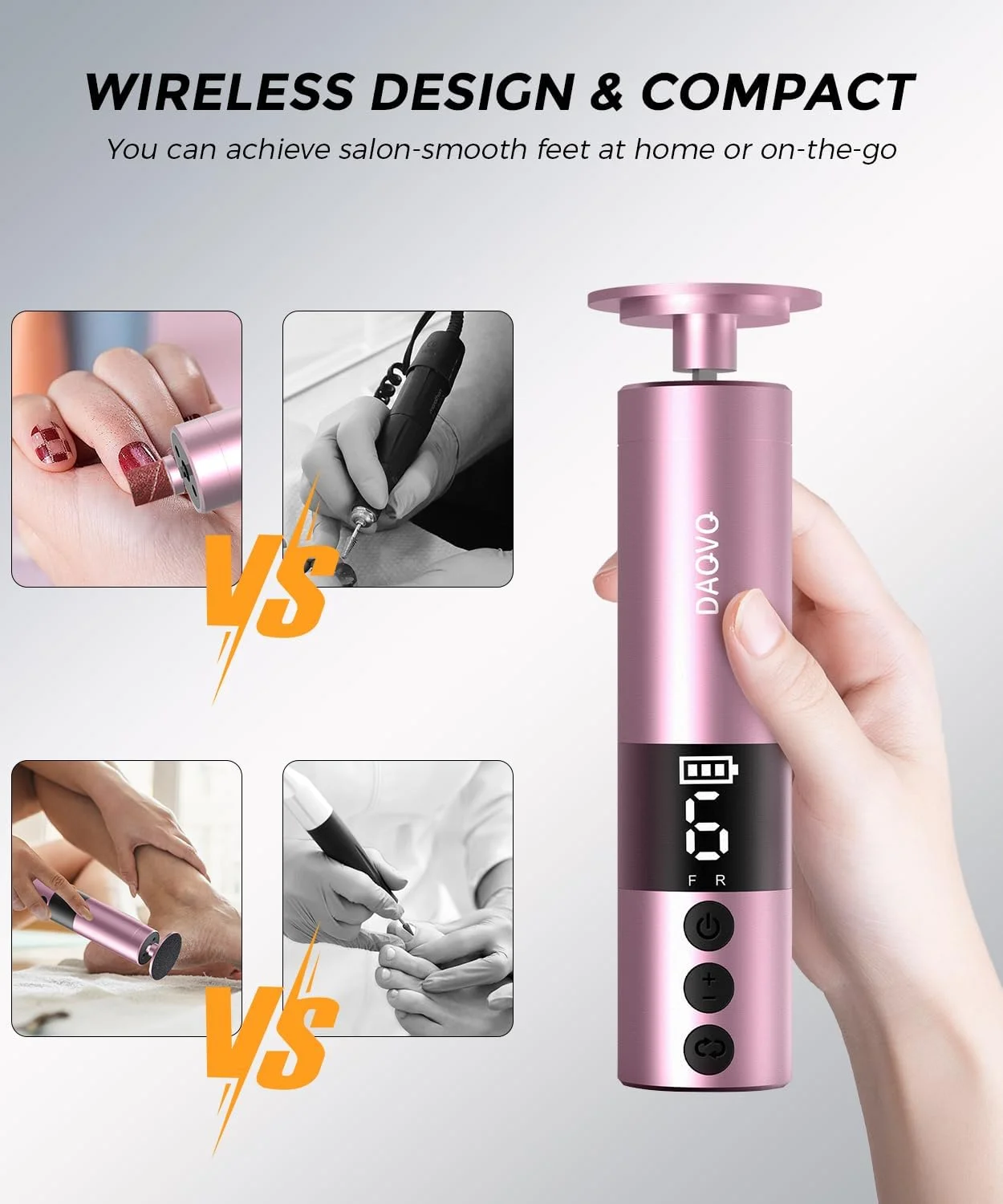 سوهان برقی پدیکور پا با سر نانو شیشه ای و 60 عدد دیسک سمباده (3 سایز)، سوهان برقی 2 در 1 آلومینیومی بدون سیم برای مراقبت از پا و ناخن، ابزار پدیکور با سرعت قابل تنظیم برای پوست های مرده - صورتی سوهان برقی پدیکور پا با سر نانو شیشه ای و 60 عدد دیسک سمباده (3 سایز)، سوهان برقی 2 در 1 آلومینیومی بدون سیم برای مراقبت از پا و ناخن، ابزار پدیکور با سرعت قابل تنظیم برای پوست های مرده - صورتی