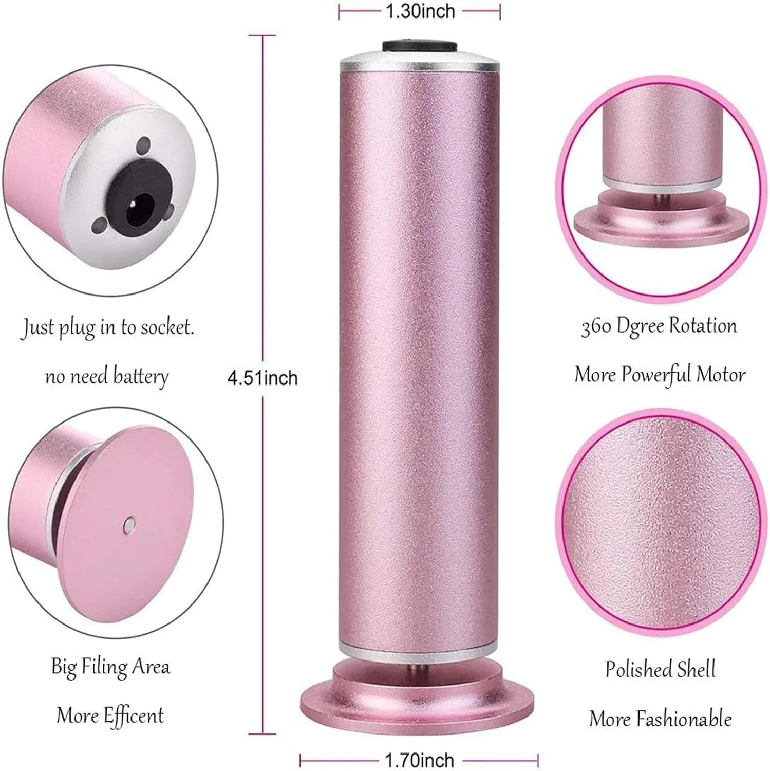 سوهان برقی پا، سوهان برقی بدون درد با 60 عدد دیسک سمباده، اسکرابر پای Dermawave، پدیکور حرفه ای با سرعت قابل تنظیم برای از بین بردن پوست مرده و ترک پا برای آقایان و بانوان