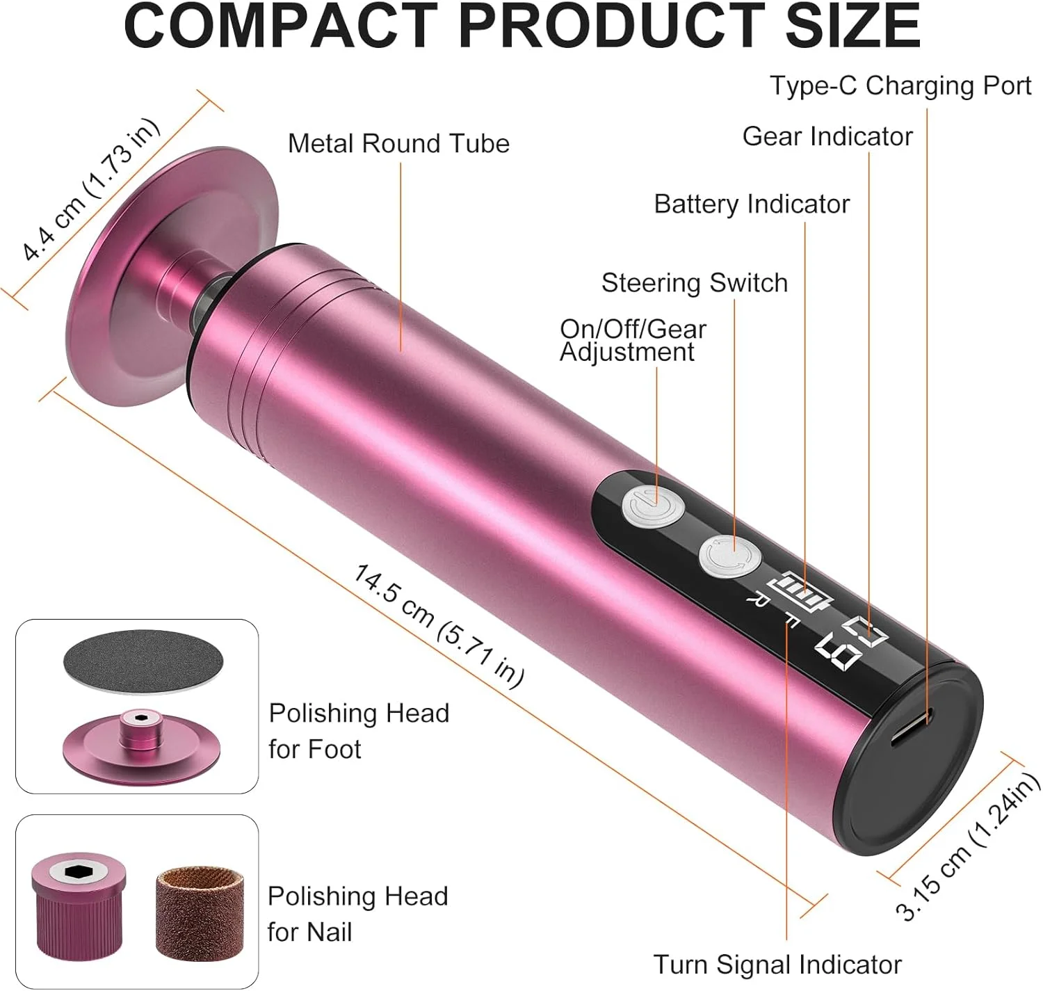 سوهان برقی پا، از بین برنده پوست سخت، 2 در 1، از بین برنده پینه پا و آسیاب ناخن برقی، ابزار پدیکور، سمباده پا برای پوست خشک و مرده، پاشنه های ترک خورده و پینه ها، 9 سرعت قابل تنظیم، 2000 میلی آمپر قابل شارژ