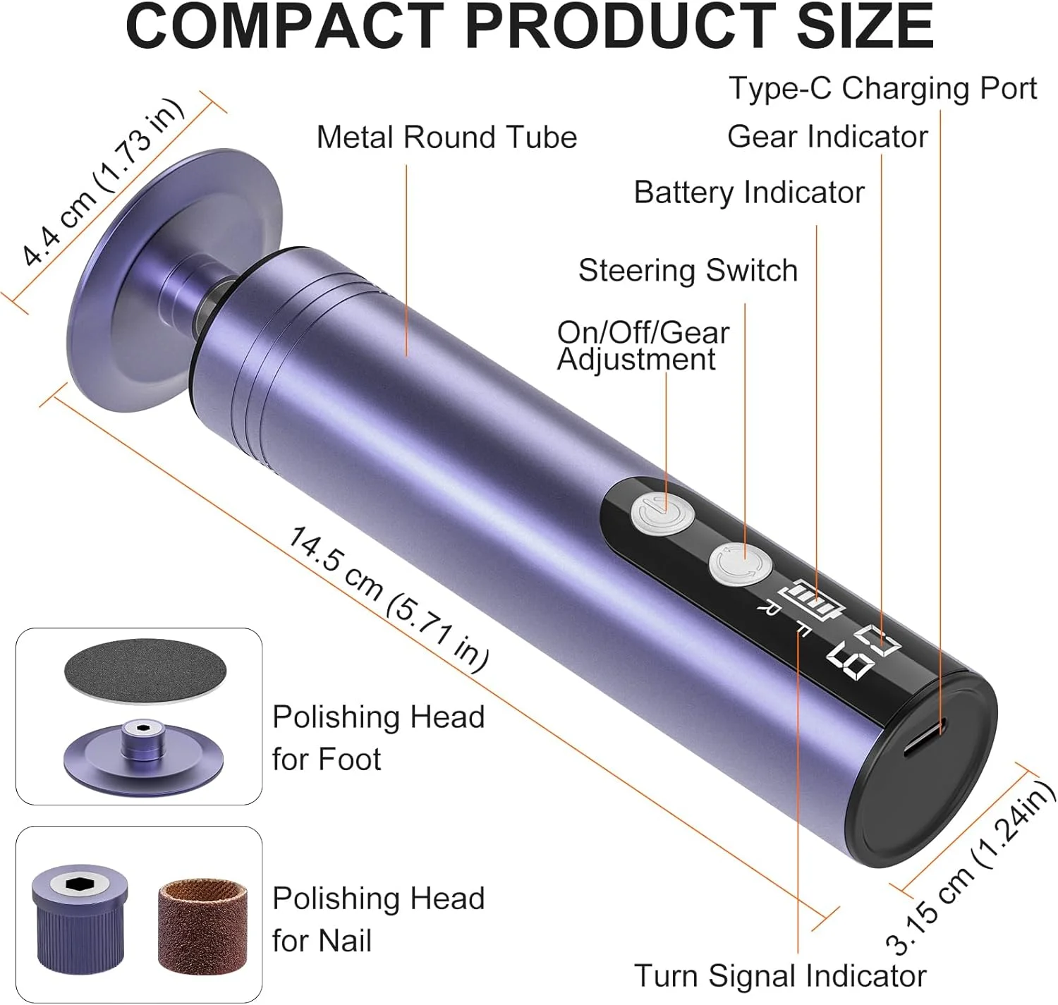 سوهان برقی پا، از بین برنده پوست سفت، دستگاه 2 در 1 برقی از بین برنده پینه پا و آسیاب ناخن، ابزار پدیکور سمباده ای پا برای پوست خشک و مرده پا، پینه های ترک خورده پاشنه پا، 9 سرعت قابل تنظیم، 2000 میلی آمپر قابل شارژ