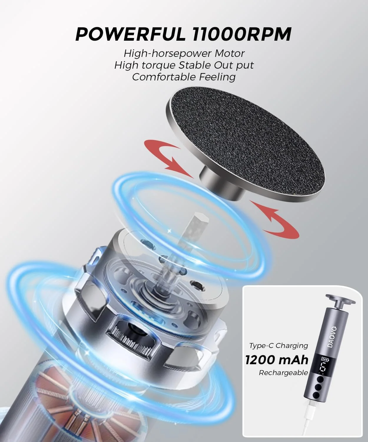 سوهان برقی پدیکور پا با سر نانو گلس و 60 عدد دیسک سمباده (3 سایز)، سوهان برقی 2 در 1 آلومینیومی بدون سیم برای مراقبت از پا و ناخن، ابزار پدیکور با سرعت قابل تنظیم برای پوست مرده - خاکستری سوهان برقی پدیکور پا با سر نانو گلس و 60 عدد دیسک سمباده (3 سایز)، سوهان برقی 2 در 1 آلومینیومی بدون سیم برای مراقبت از پا و ناخن، ابزار پدیکور با سرعت قابل تنظیم برای پوست مرده - خاکستری