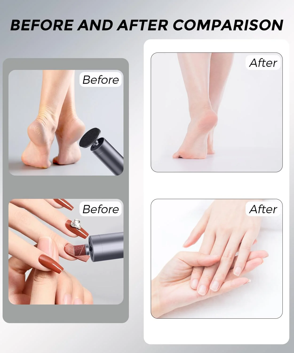 سوهان برقی پدیکور پا با سر نانو گلس و 60 عدد دیسک سمباده (3 سایز)، سوهان برقی 2 در 1 آلومینیومی بدون سیم برای مراقبت از پا و ناخن، ابزار پدیکور با سرعت قابل تنظیم برای پوست مرده - خاکستری سوهان برقی پدیکور پا با سر نانو گلس و 60 عدد دیسک سمباده (3 سایز)، سوهان برقی 2 در 1 آلومینیومی بدون سیم برای مراقبت از پا و ناخن، ابزار پدیکور با سرعت قابل تنظیم برای پوست مرده - خاکستری