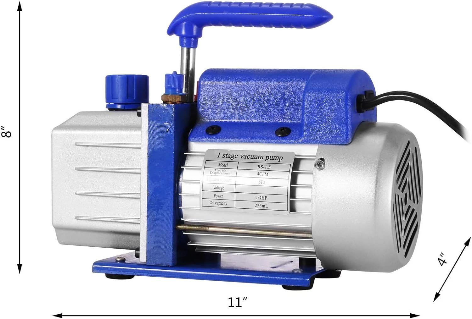 پمپ وکیوم TTGLRT 4CFM 1/4hp HVAC مجموعه گیج منیفولد AC تبرید R134a