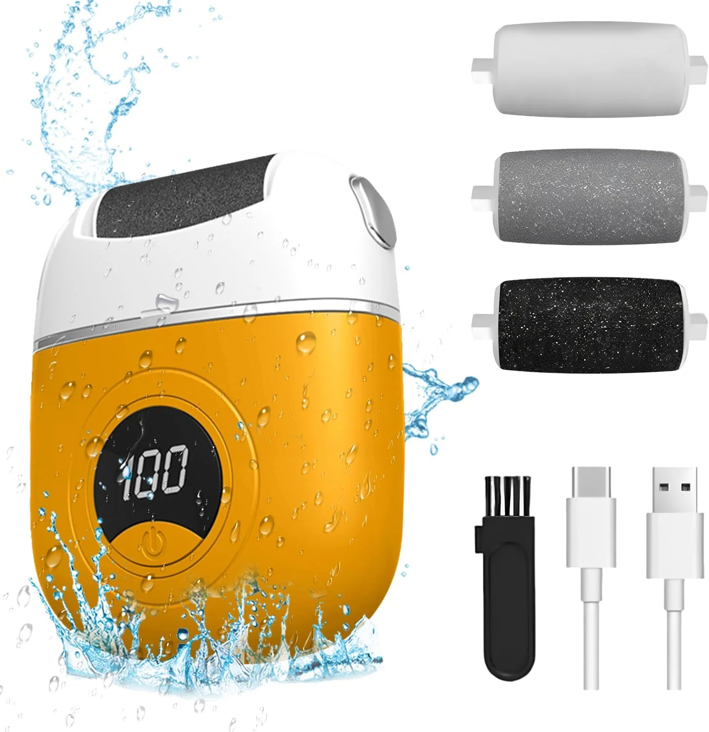 سوهان برقی پا، از بین برنده پینه برقی دیجیتال برای پا، سوهان برقی ضد آب و قابل شارژ، از بین برنده پینه برقی پا با 3 سری سنگ زنی و 2 سرعت برای پوست خشک و مرده