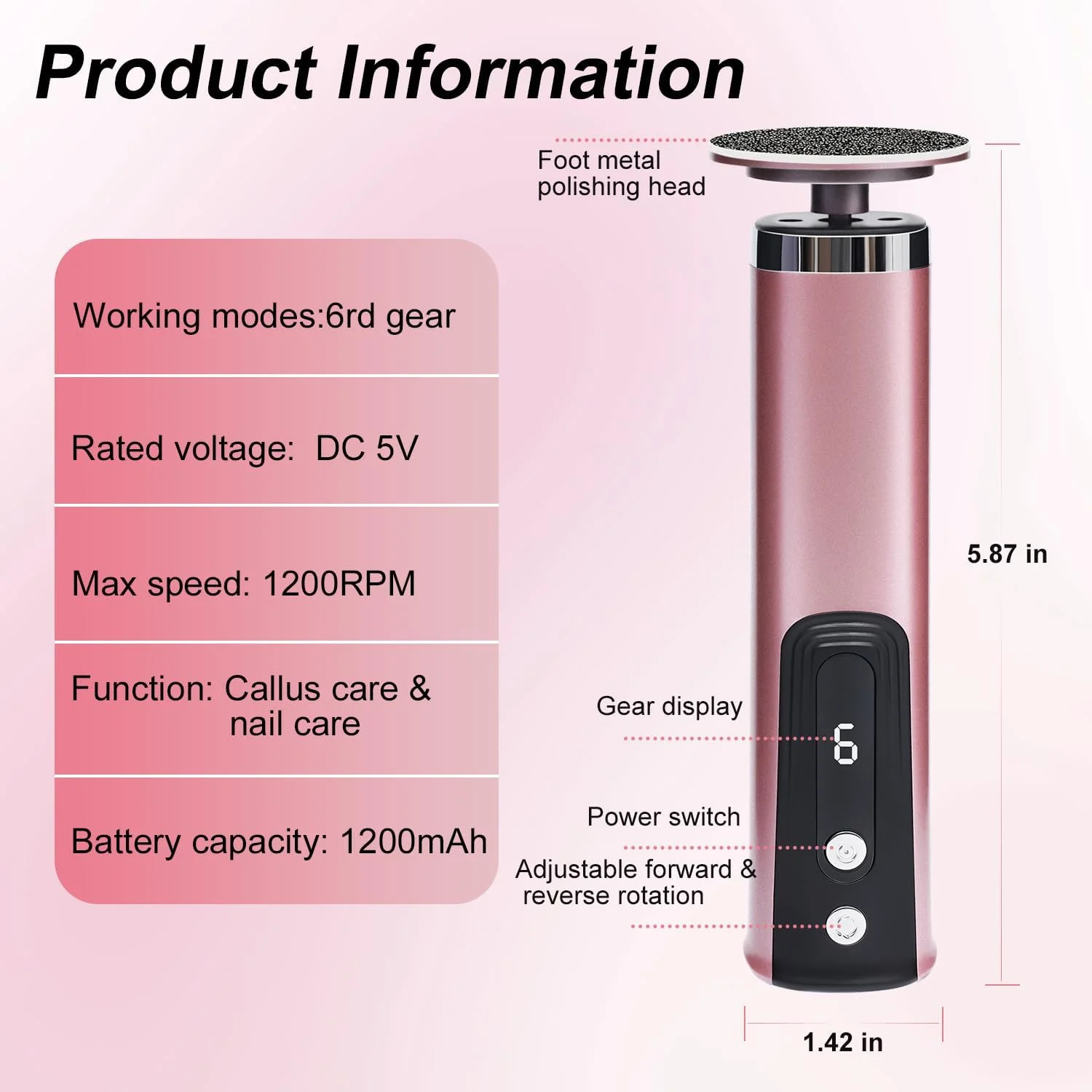 سوهان برقی پدیکور پا MEBAO مدل 2 در 1، سوهان پا با سرعت قابل تنظیم به همراه دیسک های سمباده ای تعویضی، ابزار پدیکور با نمایشگر دیجیتال برای از بین بردن پوست های مرده و پینه پا - صورتی سوهان برقی پدیکور پا MEBAO مدل 2 در 1، سوهان پا با سرعت قابل تنظیم به همراه دیسک های سمباده ای تعویضی، ابزار پدیکور با نمایشگر دیجیتال برای از بین بردن پوست های مرده و پینه پا - صورتی