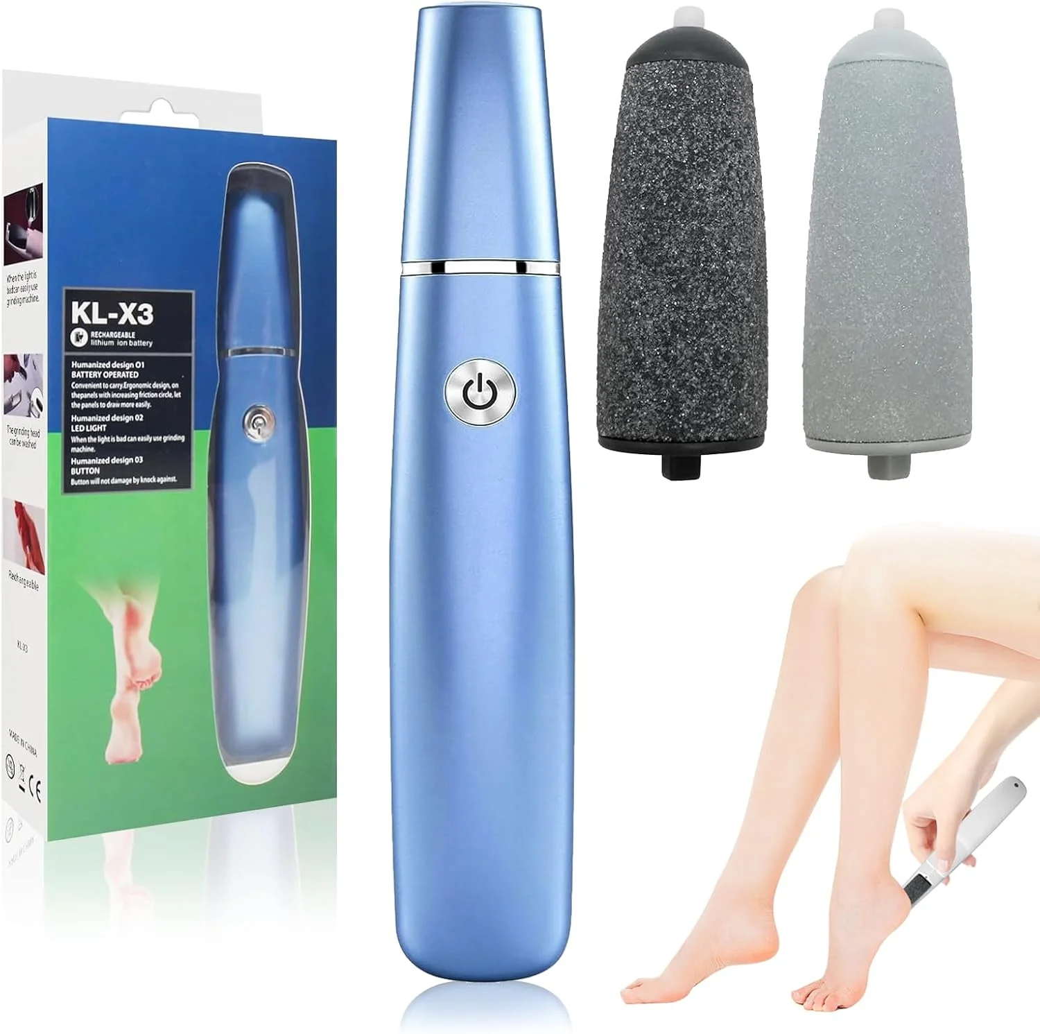 سوهان برقی پا، سوهان برقی بهبود یافته 2025، پدیکور قابل شارژ، مناسب برای مراقبت روزانه از پا (آبی)