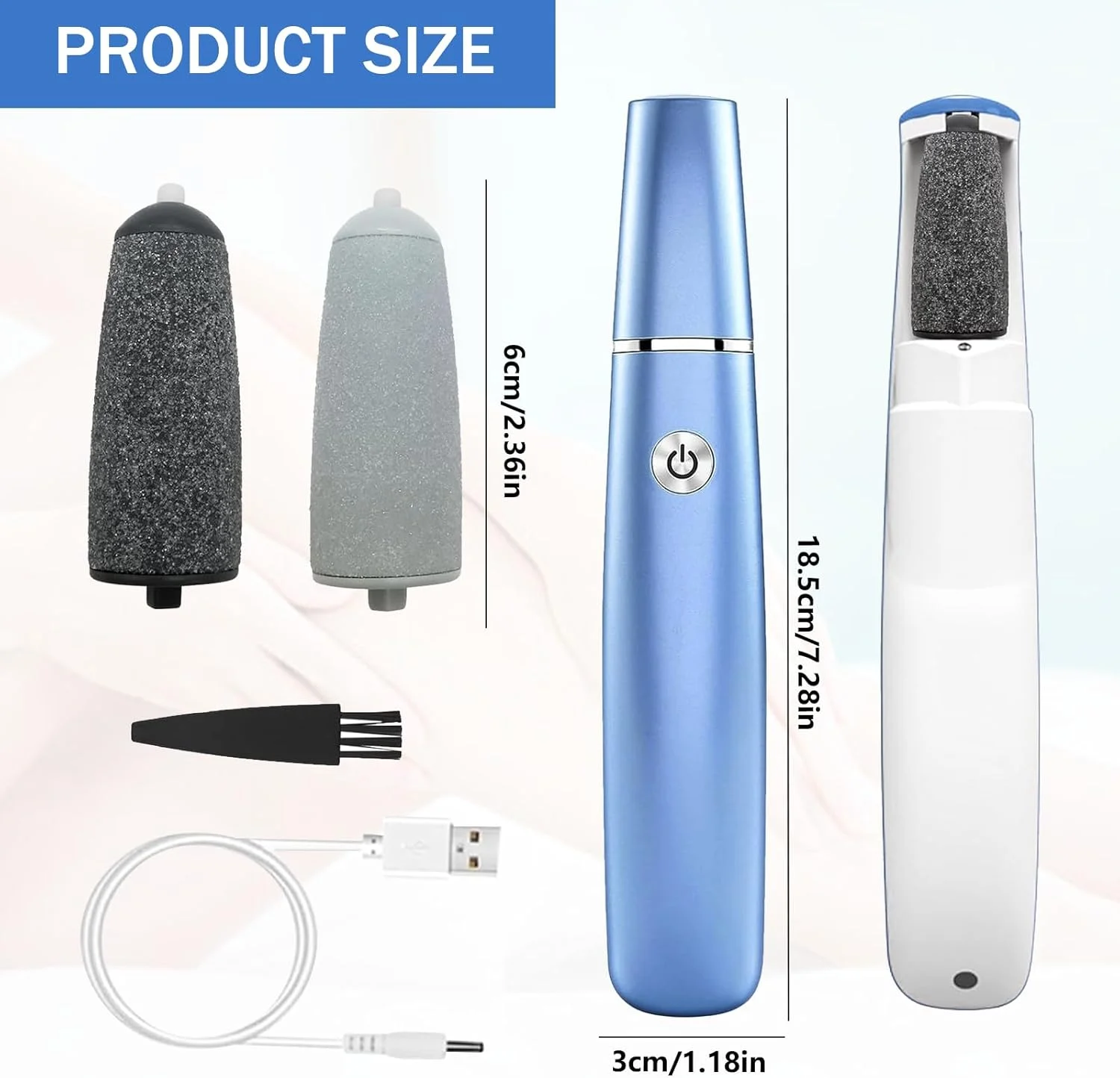 سوهان برقی پا، سوهان برقی بهبود یافته 2025، پدیکور قابل شارژ، مناسب برای مراقبت روزانه از پا (آبی)