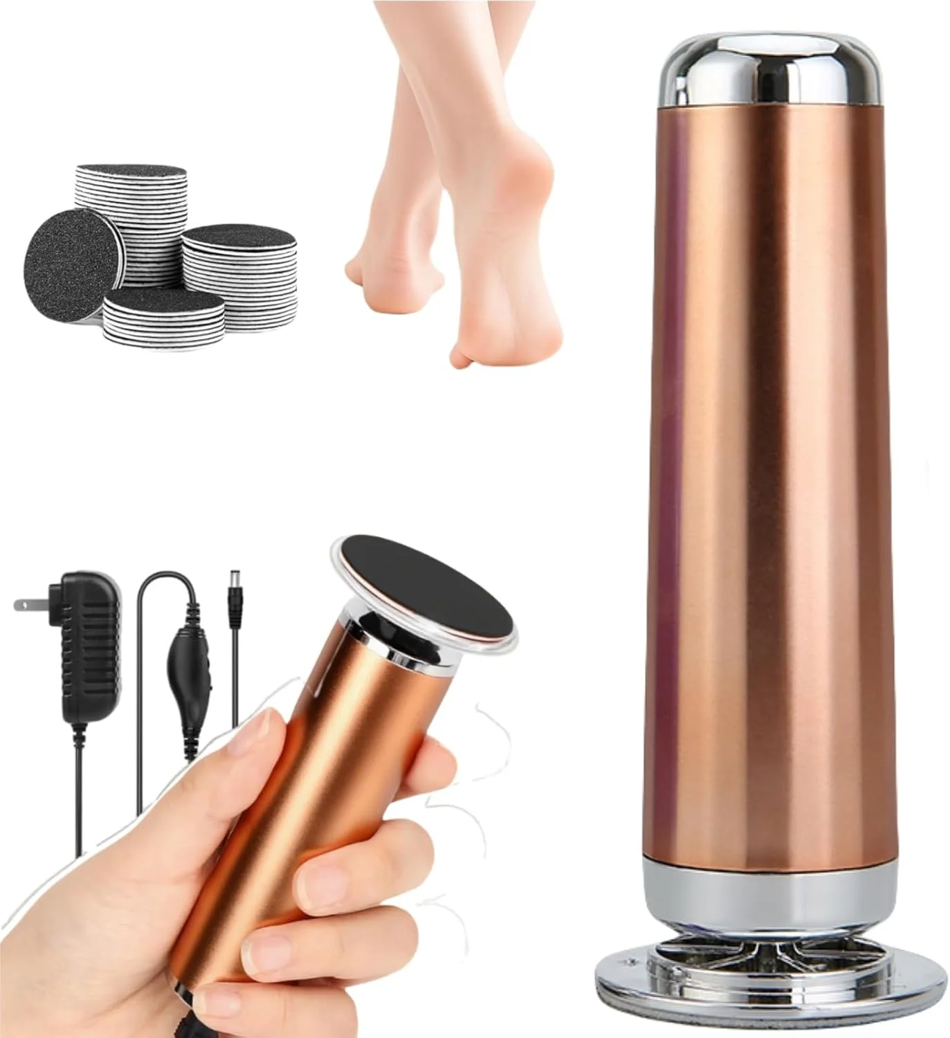 سوهان برقی پا از بین برنده پینه: ابزار حرفه ای پدیکور برای از بین بردن پینه - آسیاب برقی قابل تنظیم سرعت برای پوست و پینه با 30 عدد دیسک سمباده جایگزین برای سالن اسپا خانگی