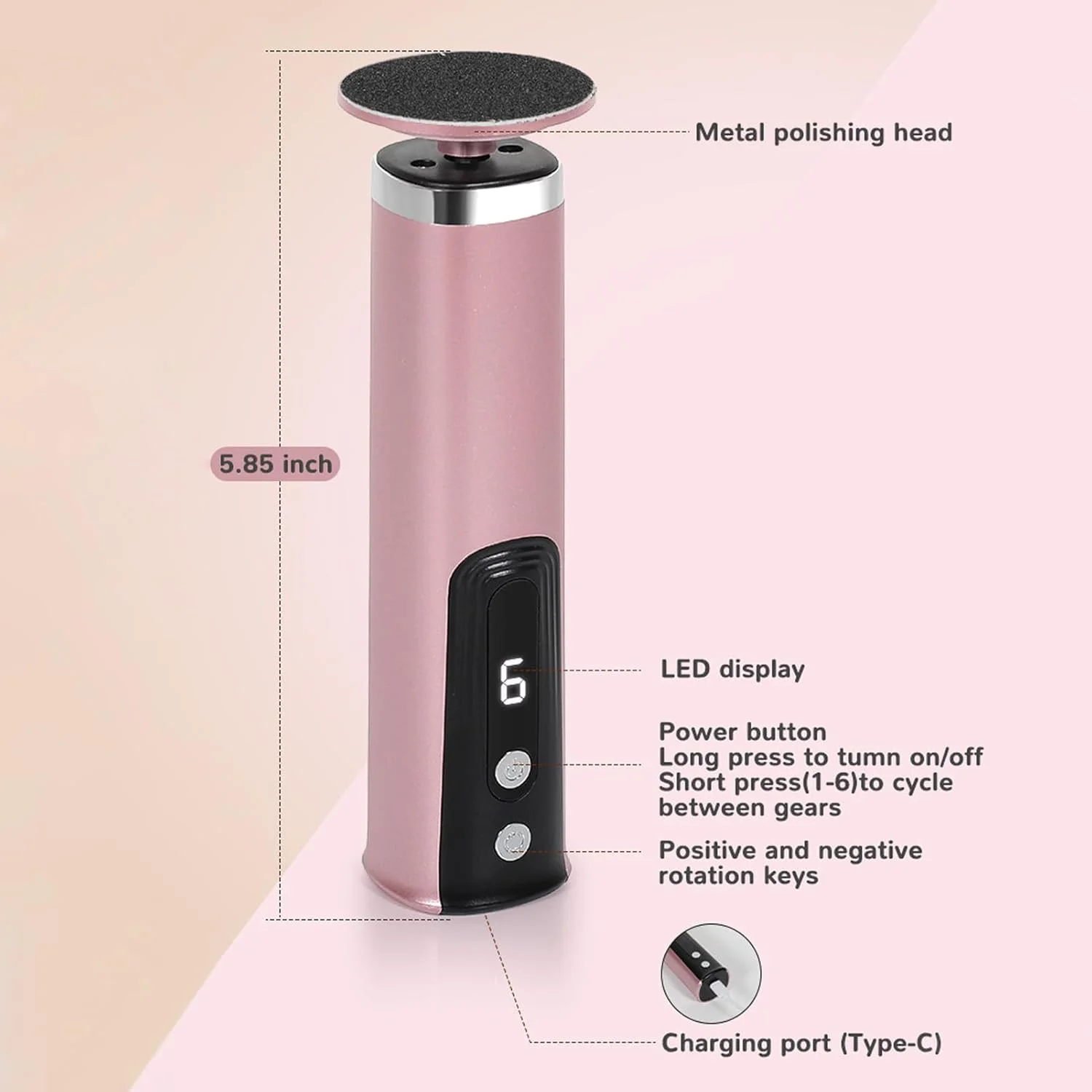 سوهان برقی پا، از بین برنده پوست سفت و پینه پا - ست های پدیکور برقی سوهان پا، لوازم جانبی برش برای از بین بردن پوست خشک، مرده و سفت پا، لایه بردار مراقبت از پا، 6 سرعت قابل تنظیم