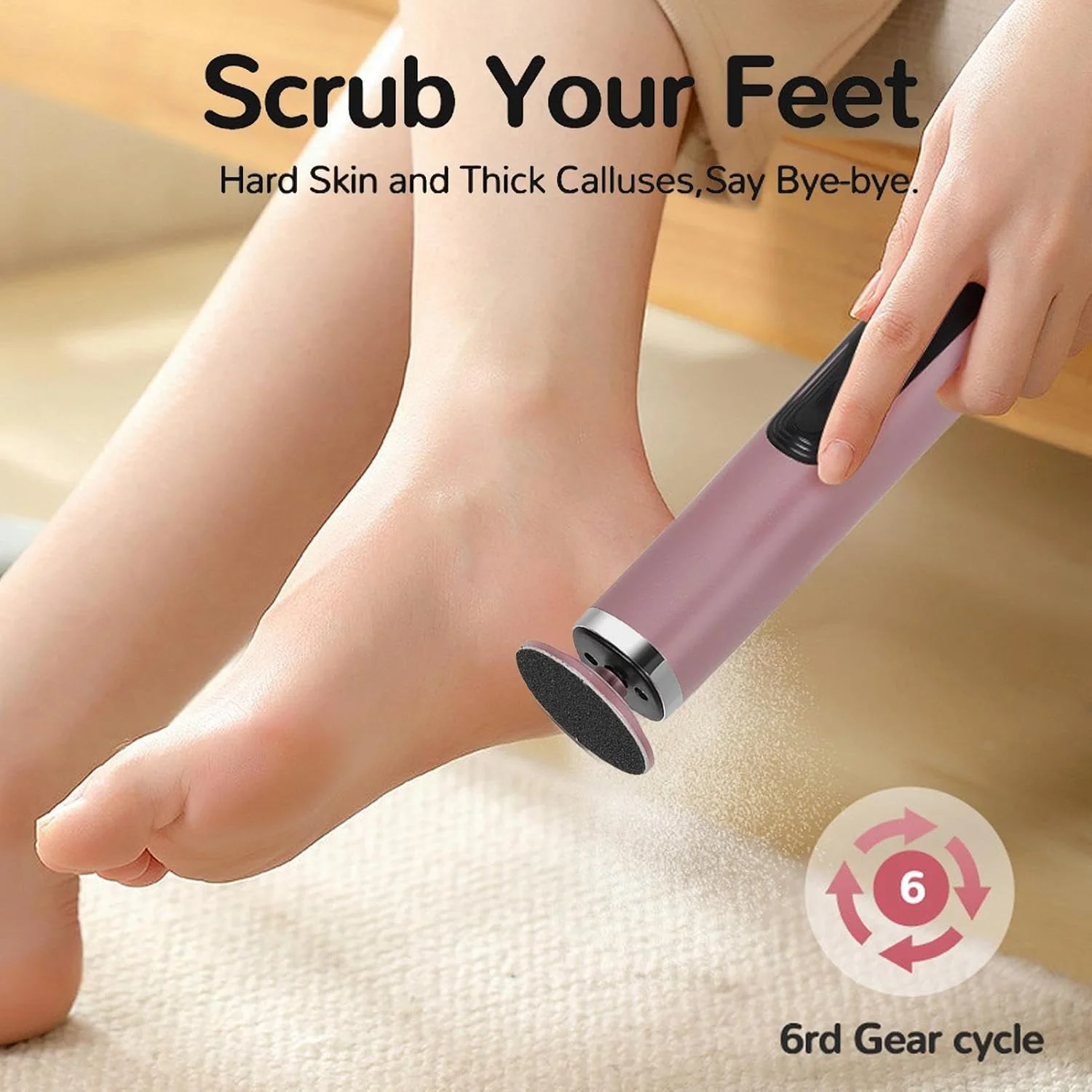 سوهان برقی پا، از بین برنده پوست سفت و پینه پا - ست های پدیکور برقی سوهان پا، لوازم جانبی برش برای از بین بردن پوست خشک، مرده و سفت پا، لایه بردار مراقبت از پا، 6 سرعت قابل تنظیم