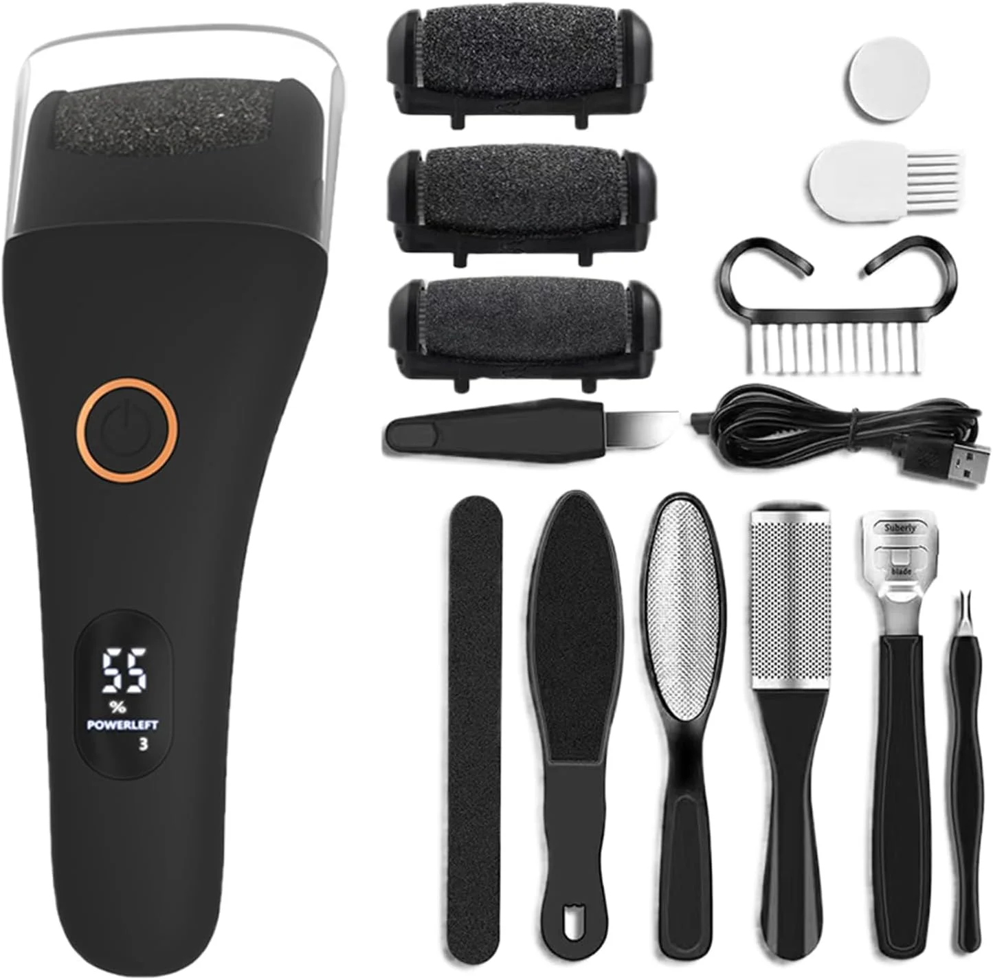 سوهان برقی پا - سوهان برقی از بین برنده پینه پا، سنگ پا برقی قابل شارژ، قابل حمل و بادوام برای مانیکور، پدیکور، مسافرت، سالن، اسپا، حمام